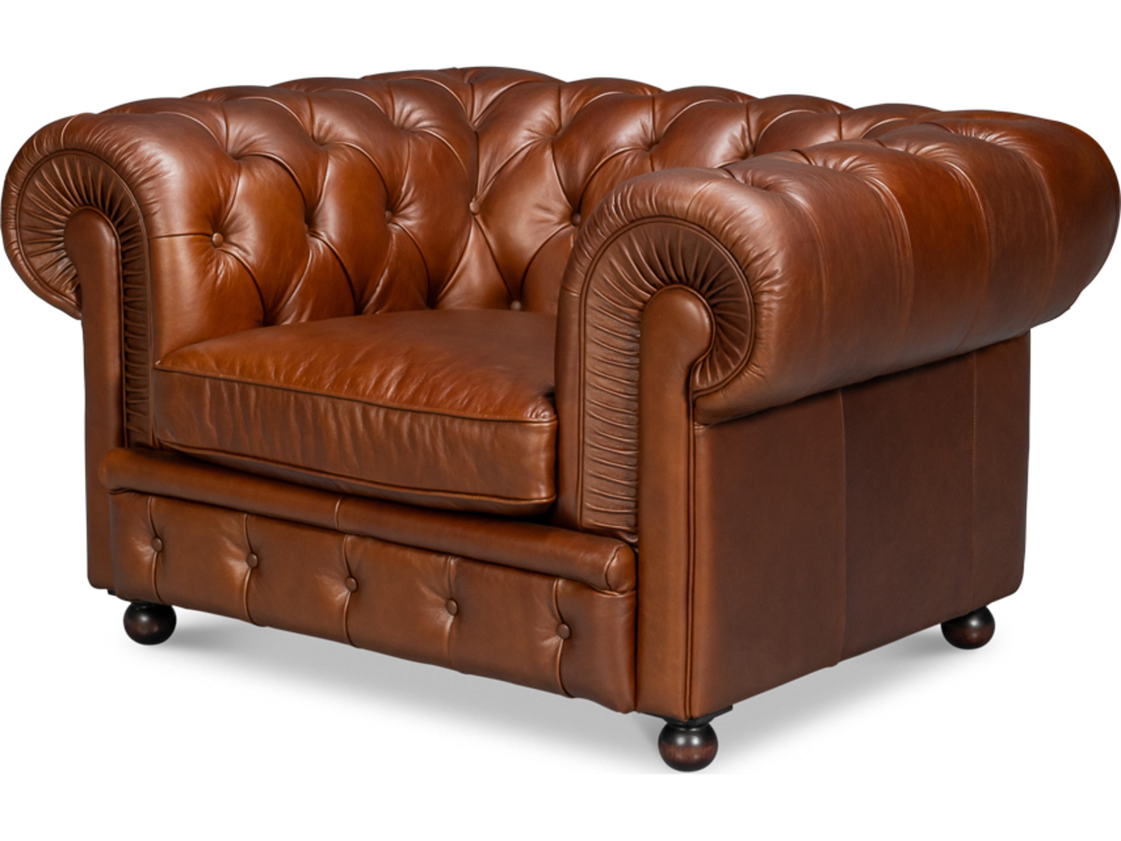 Sarreid Ltd Savile Brown Leather Club Chair