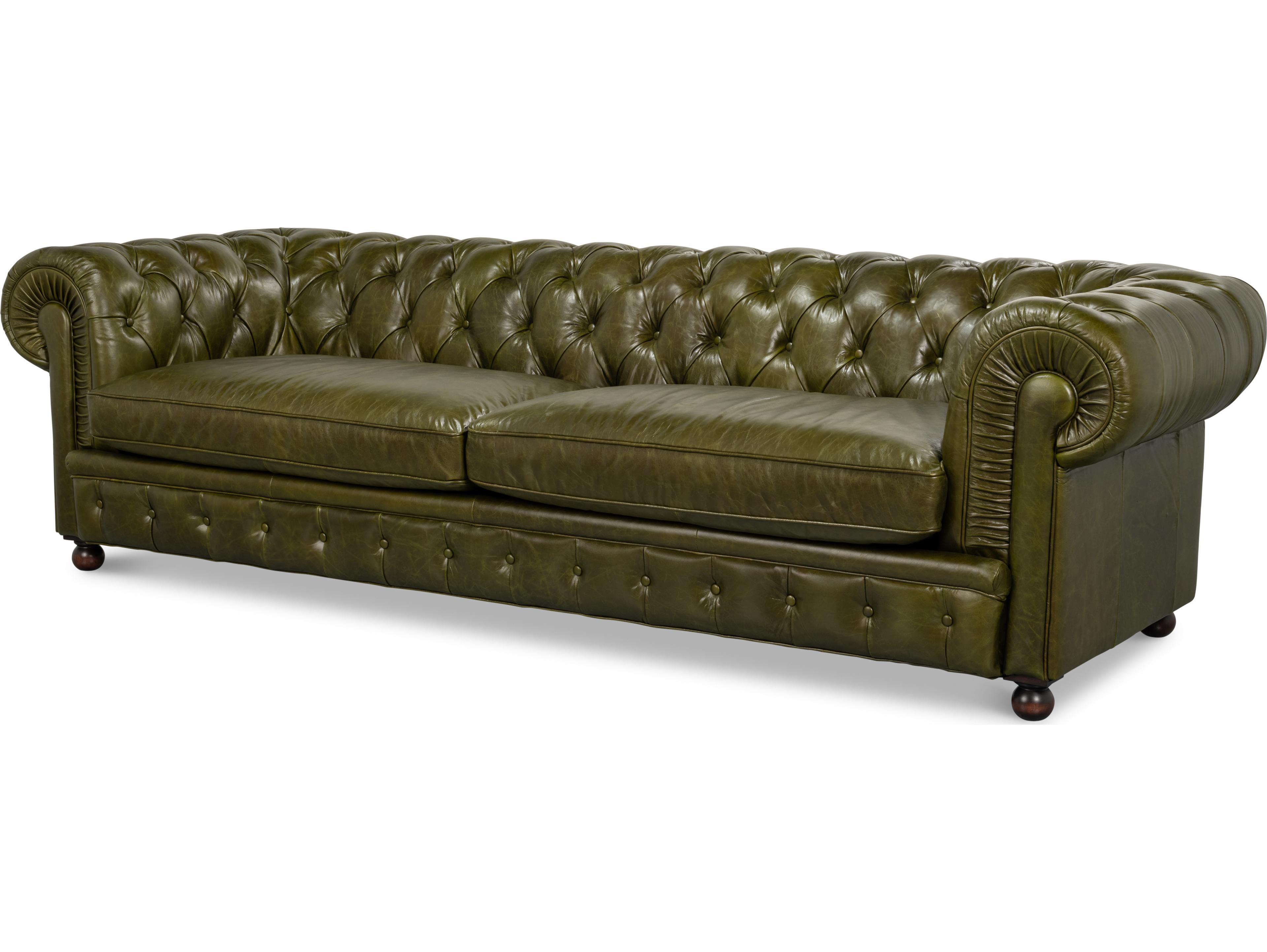 Savile Leather Sofa Green