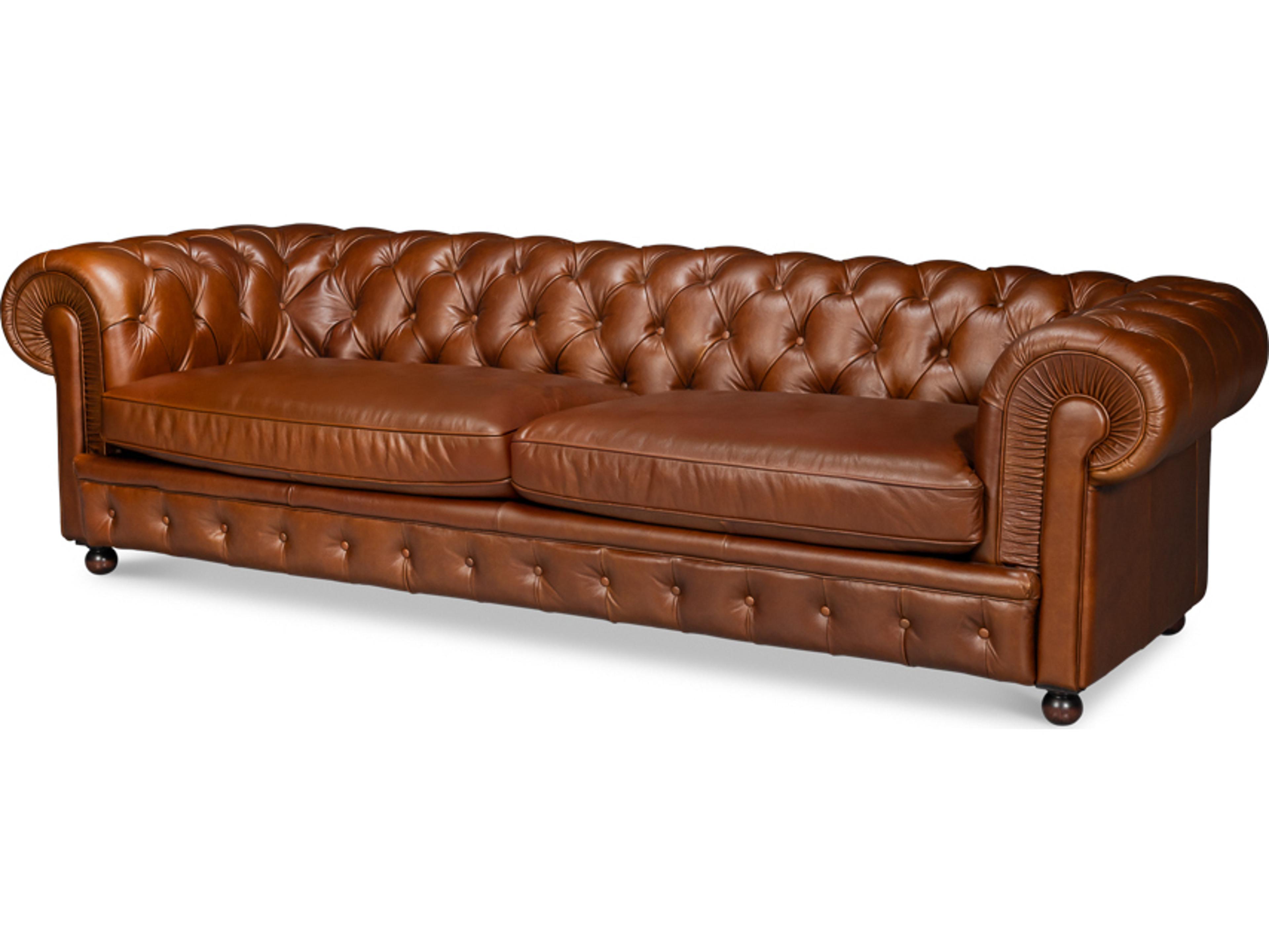 Sarreid Ltd Savile Brown Leather Sofa