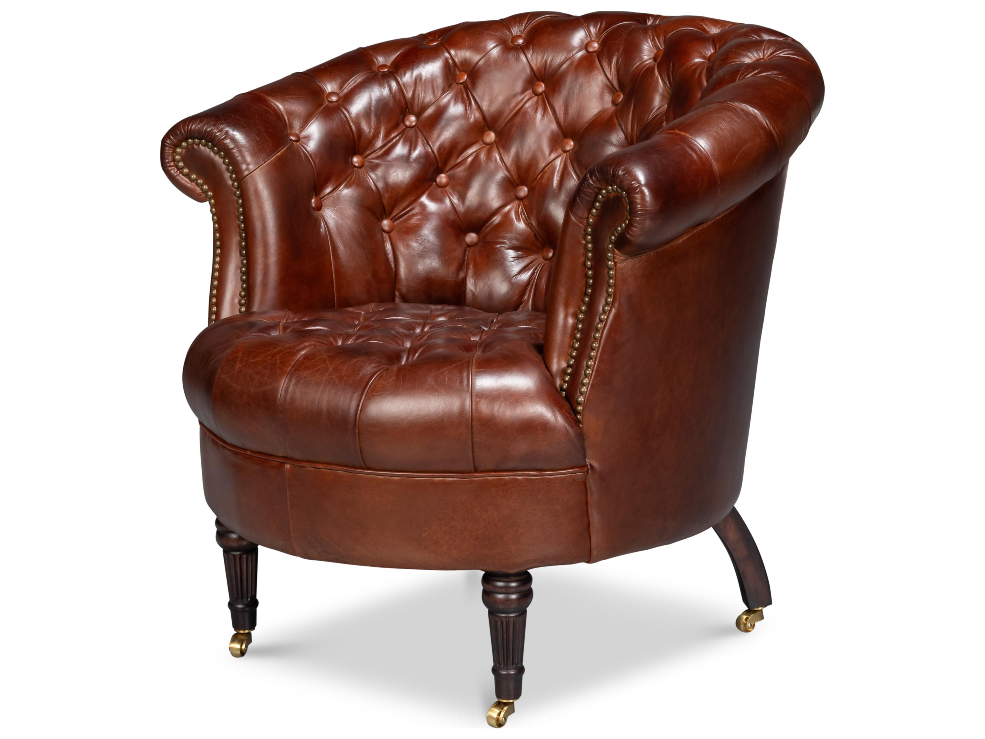 Sarreid Ltd Bastian Red Leather Accent Chair