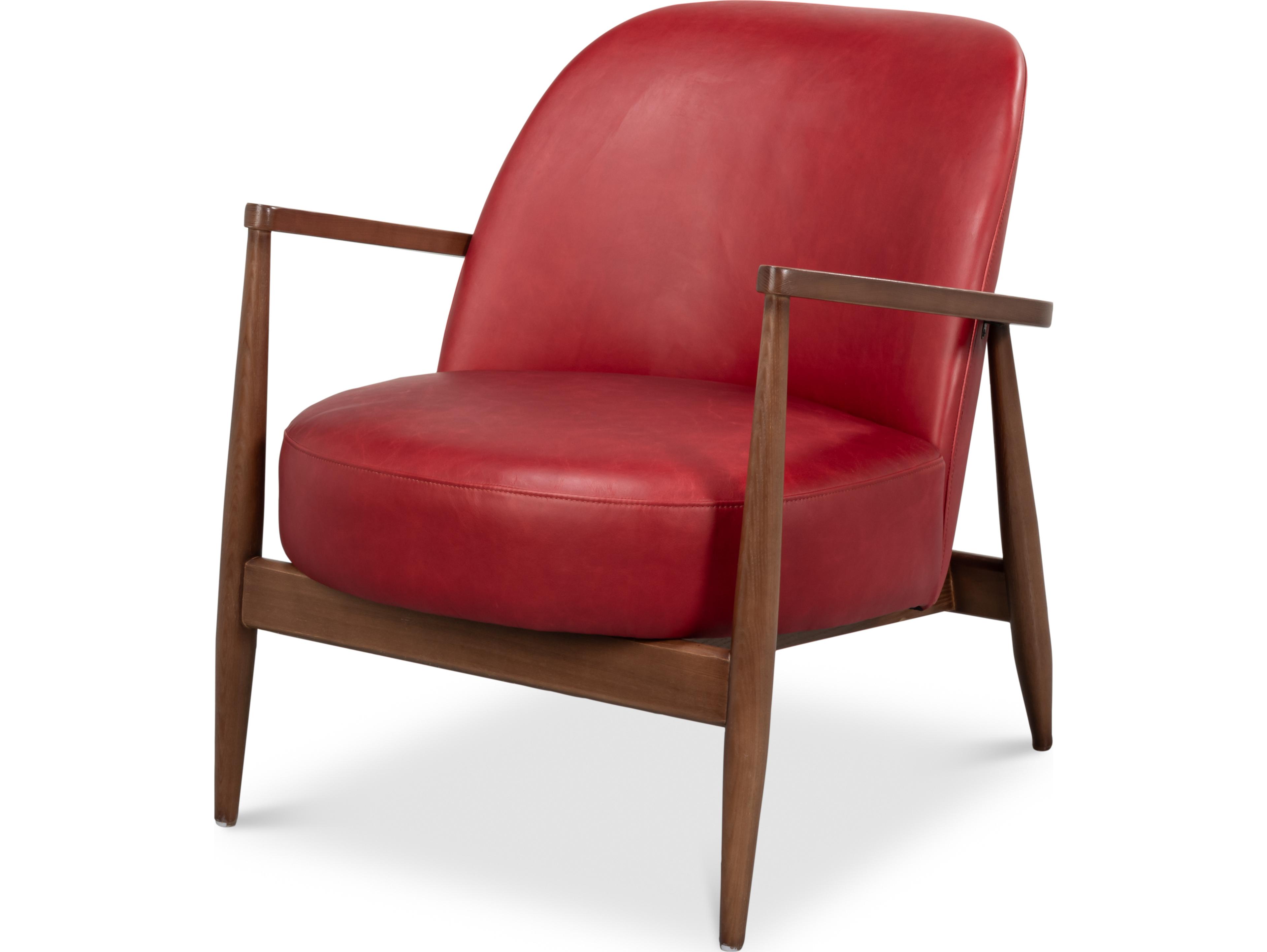 Sarreid Ltd Pindar Armchair Leather New Rouge Red