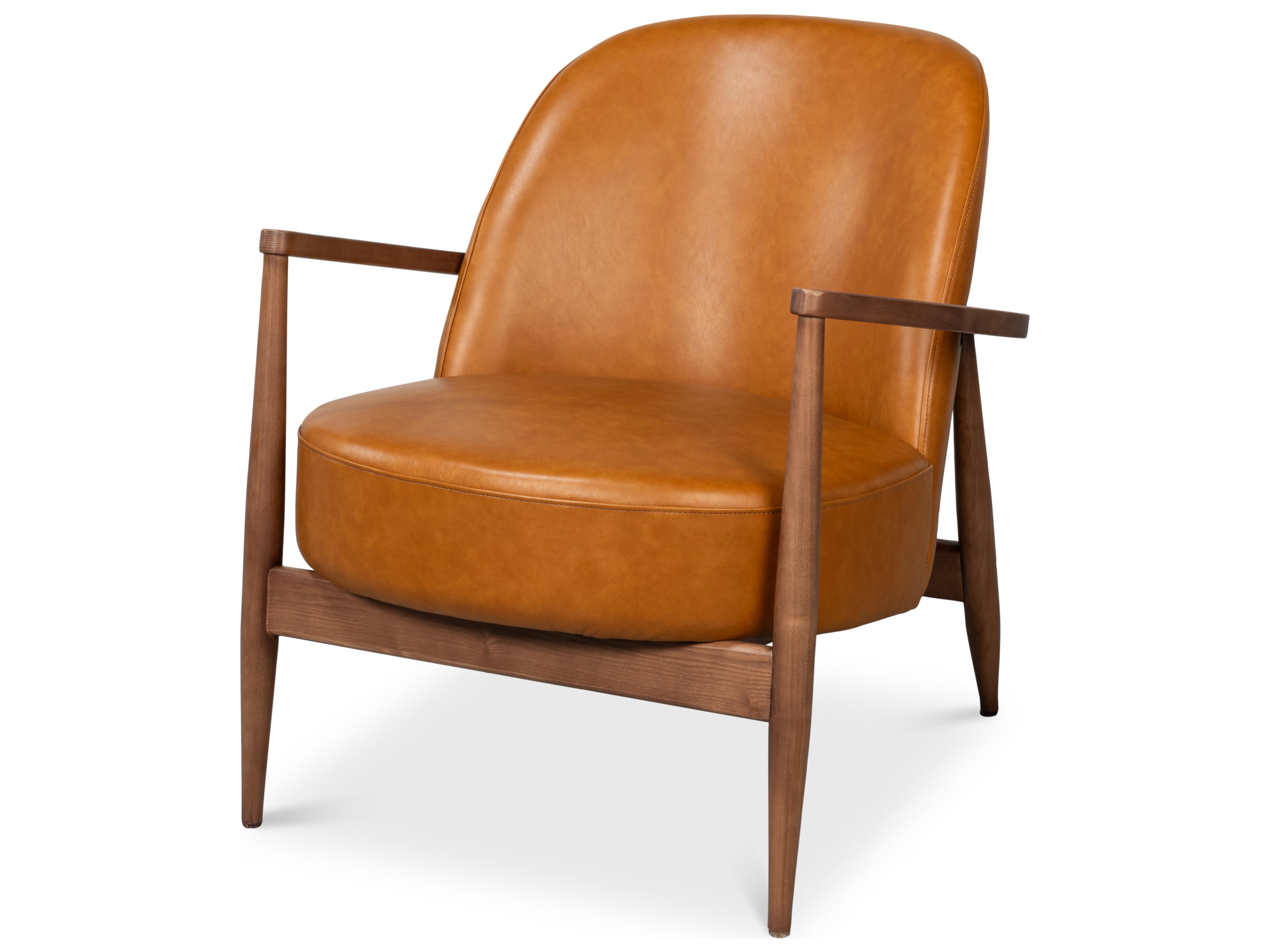 Sarreid Ltd Pindar Brown Leather Accent Chair