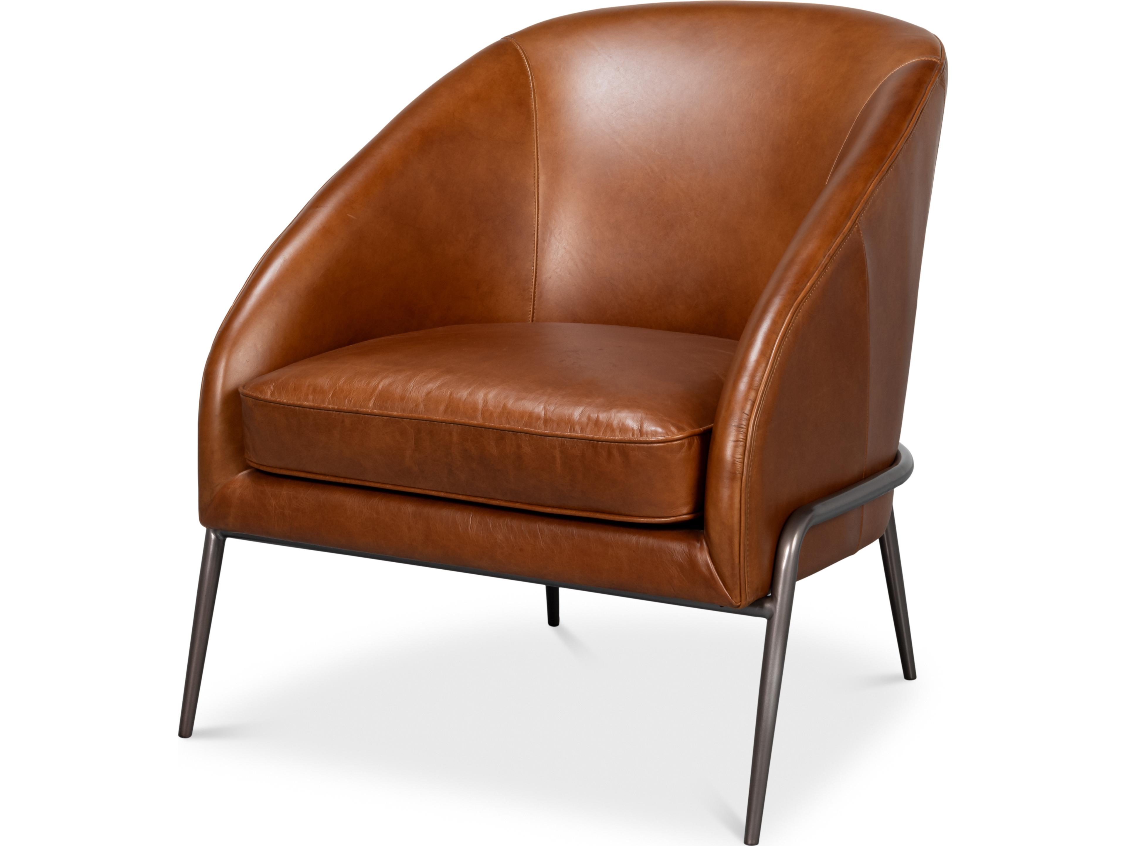 Sarreid Ltd Simmons Leather Chair Havana Brown