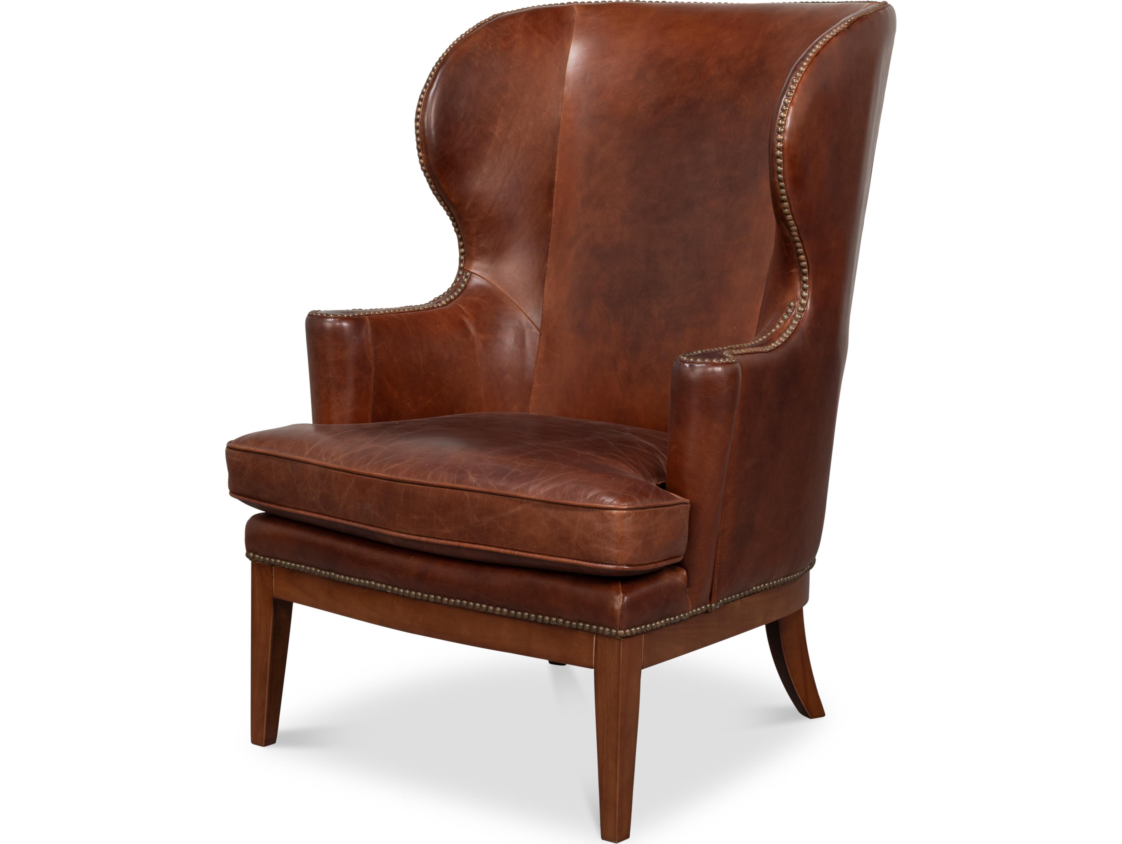 Sarreid Ltd Smithfield Wing Chair Newark Brown