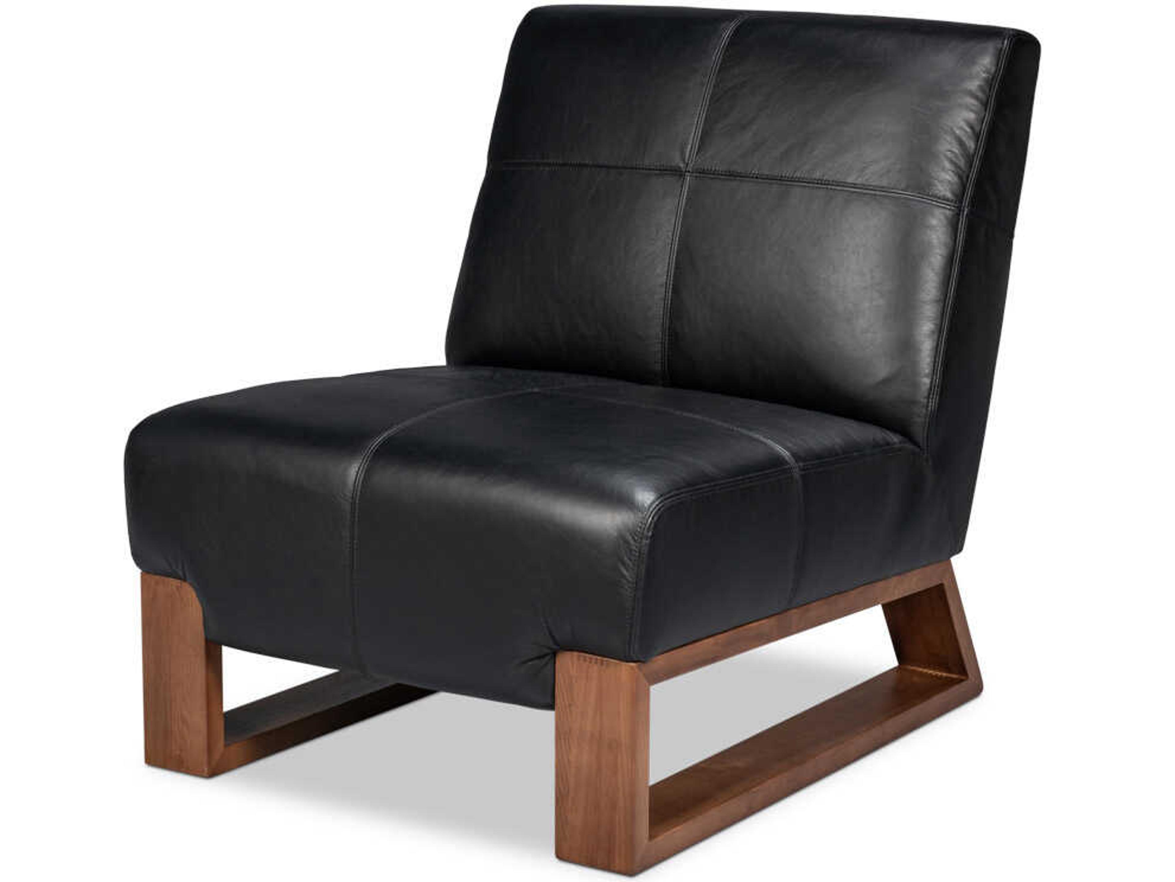 Sarreid Ltd Wylam Black Leather Accent Chair