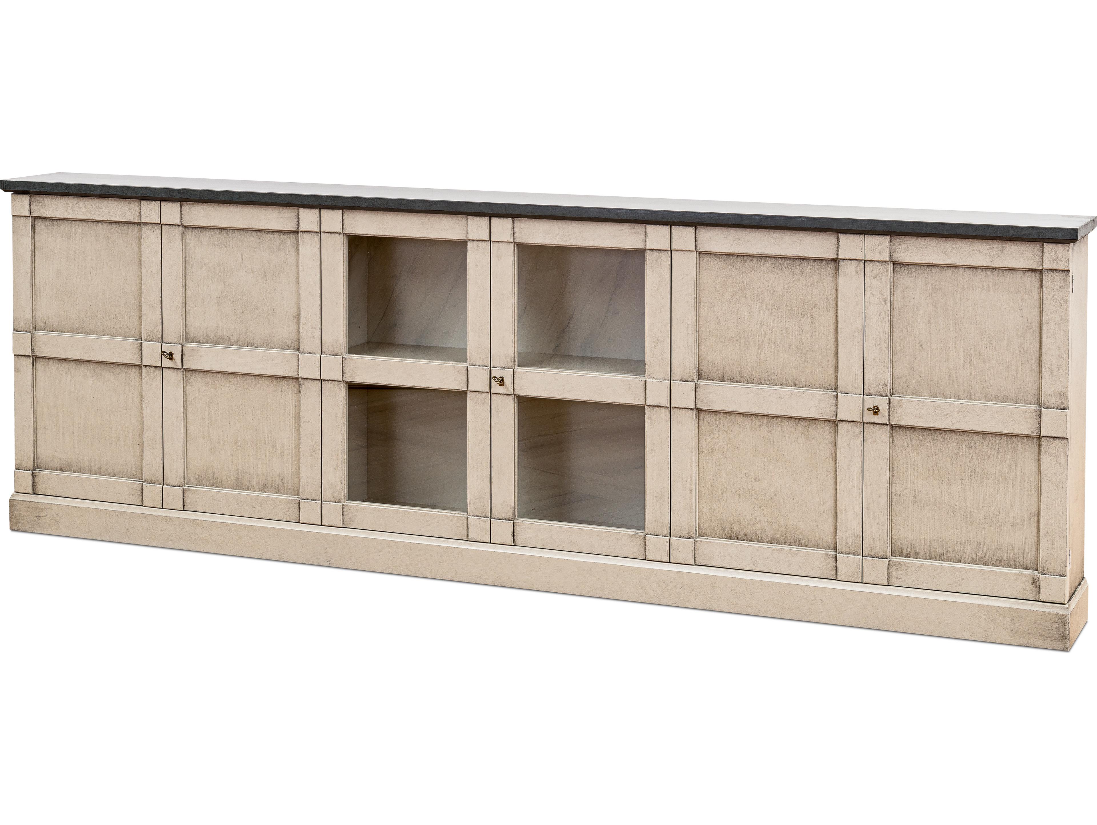 Sarreid Ltd Six Door Console Washed Grey Stone Grey