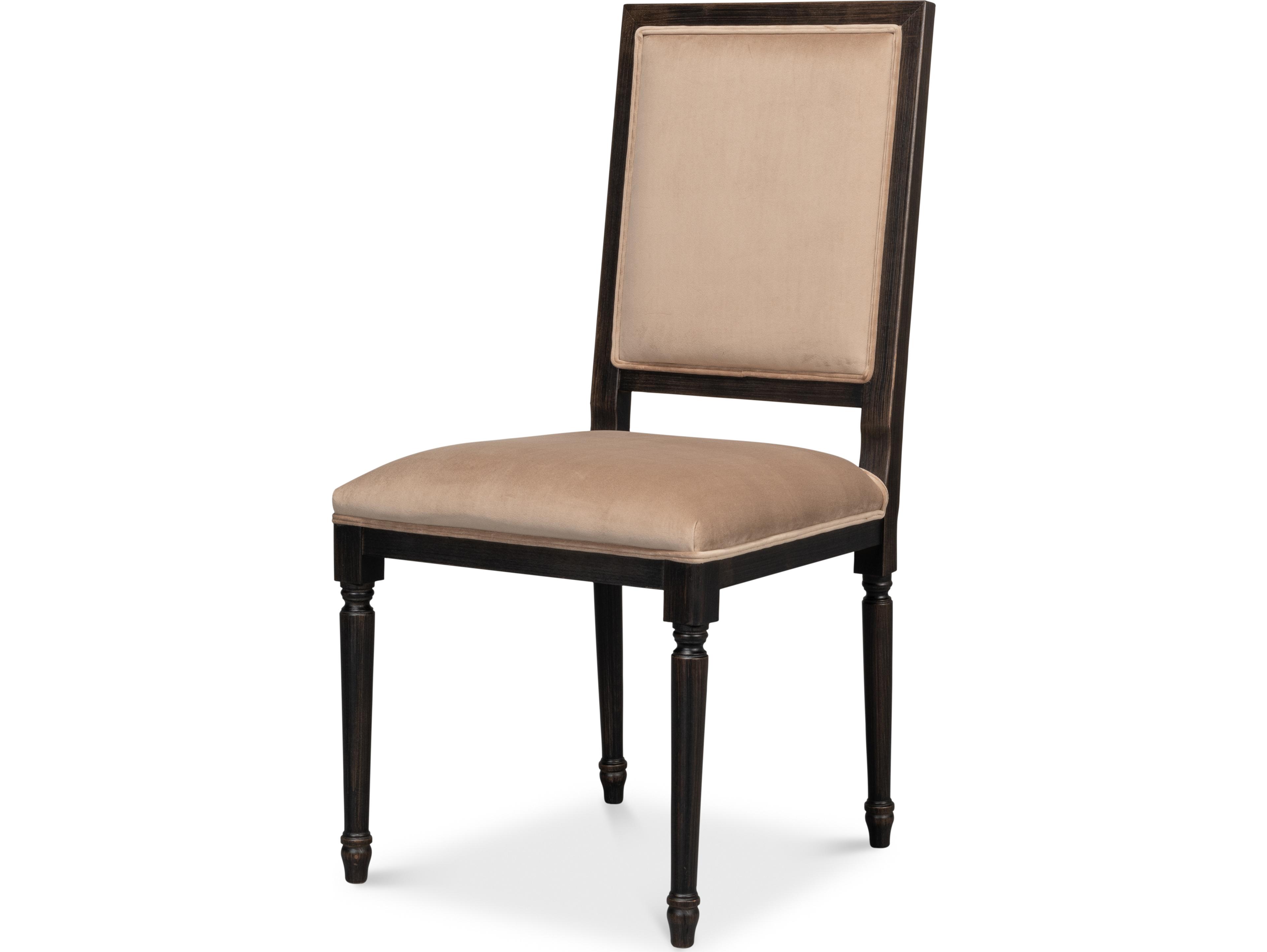 Sarreid Ltd Square Back Side Chair Nero Toffee