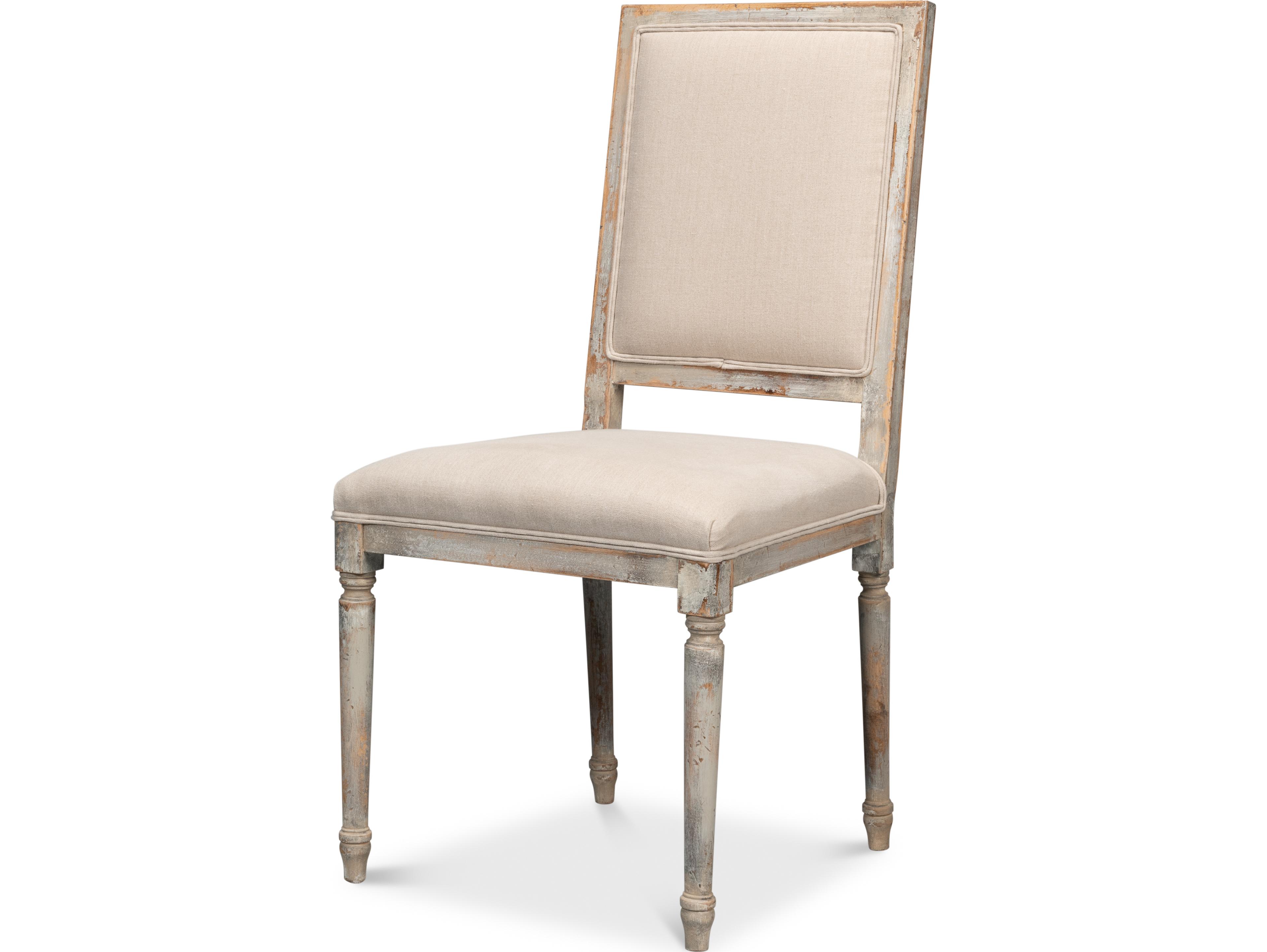 Sarreid Ltd Square Back Side Chair Grey Oak Flax