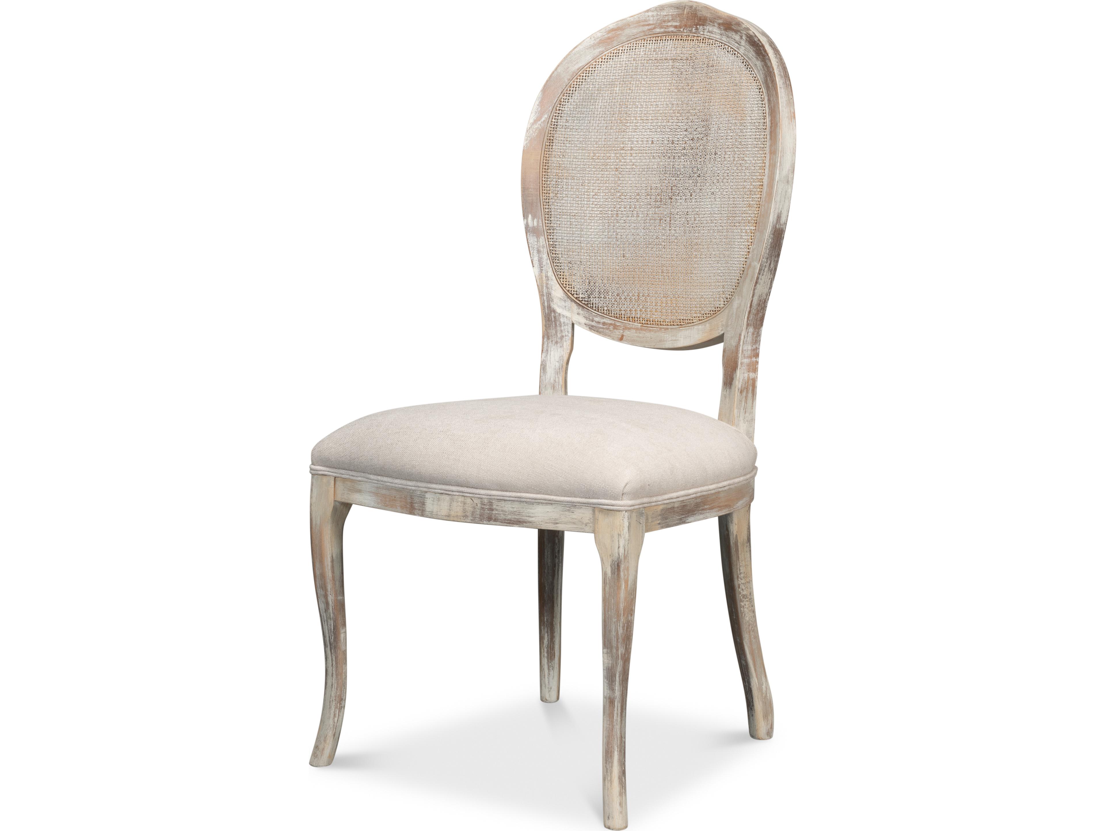 Sarreid Ltd Oval Cane Back Chair Grey Oak Taupe