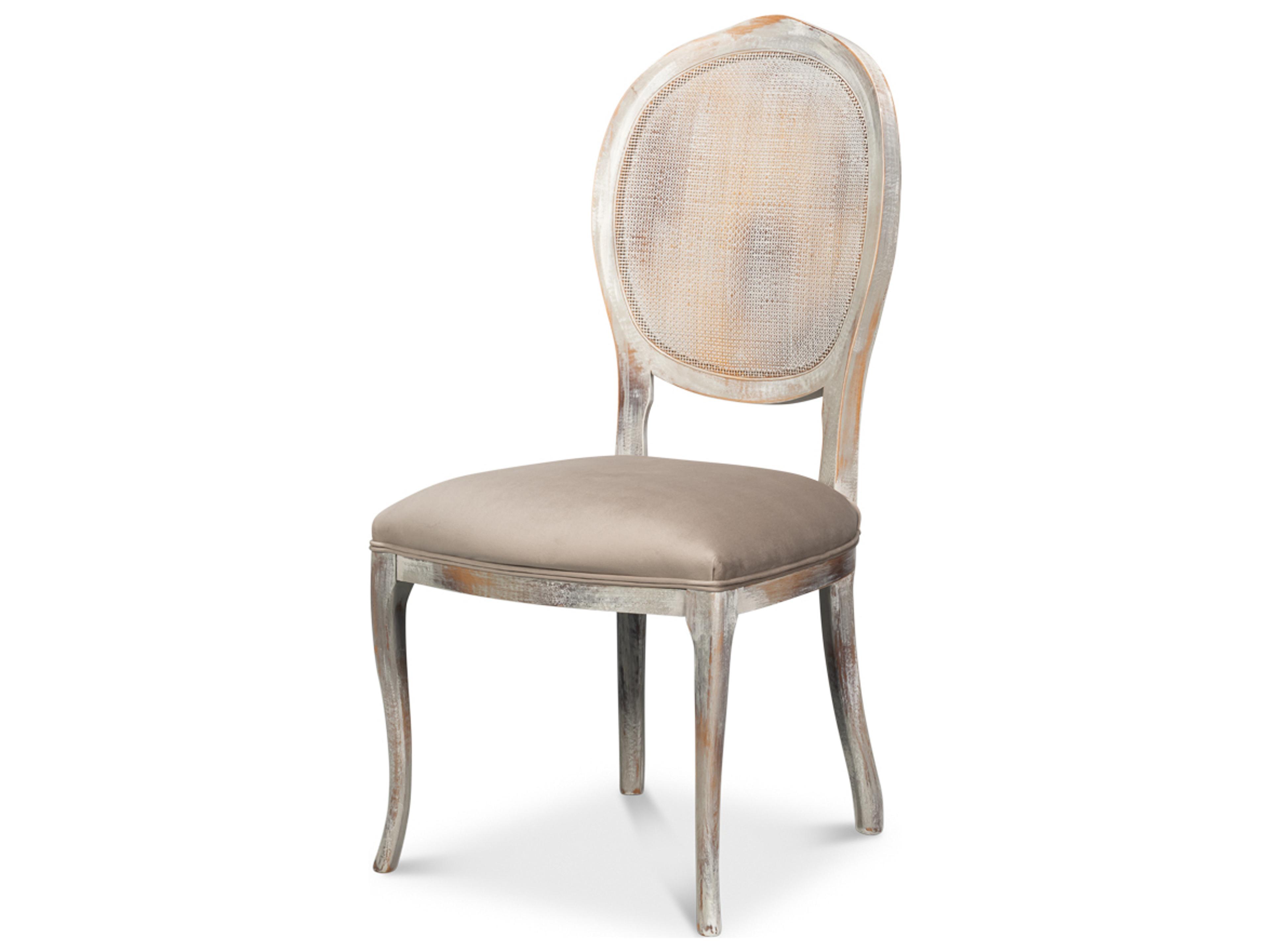 Sarreid Ltd Oval Beech Wood Gray Upholstered Armless Dining Chair