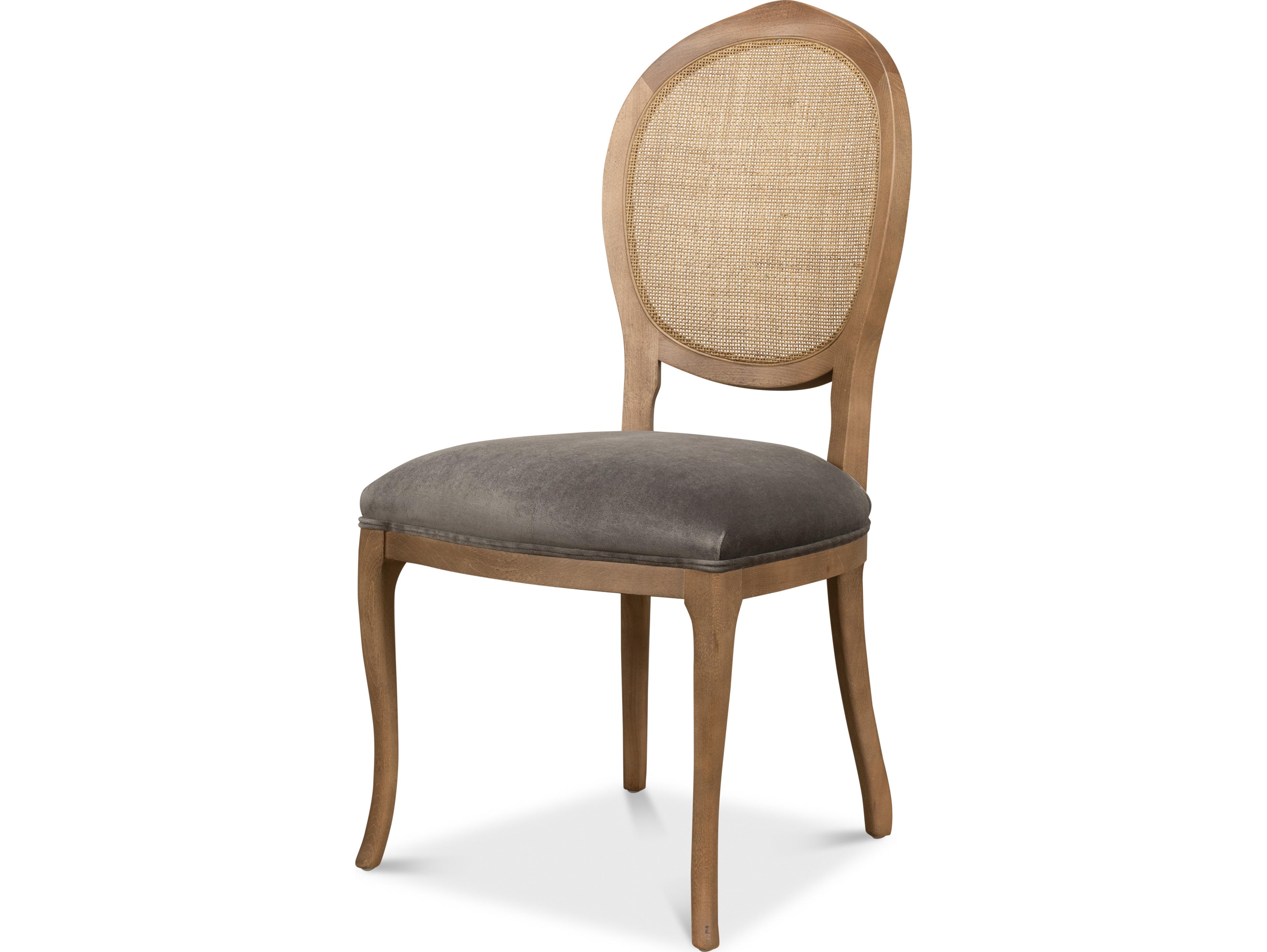 Sarreid Ltd Oval Cane Back Chair Driftwood Charcoal
