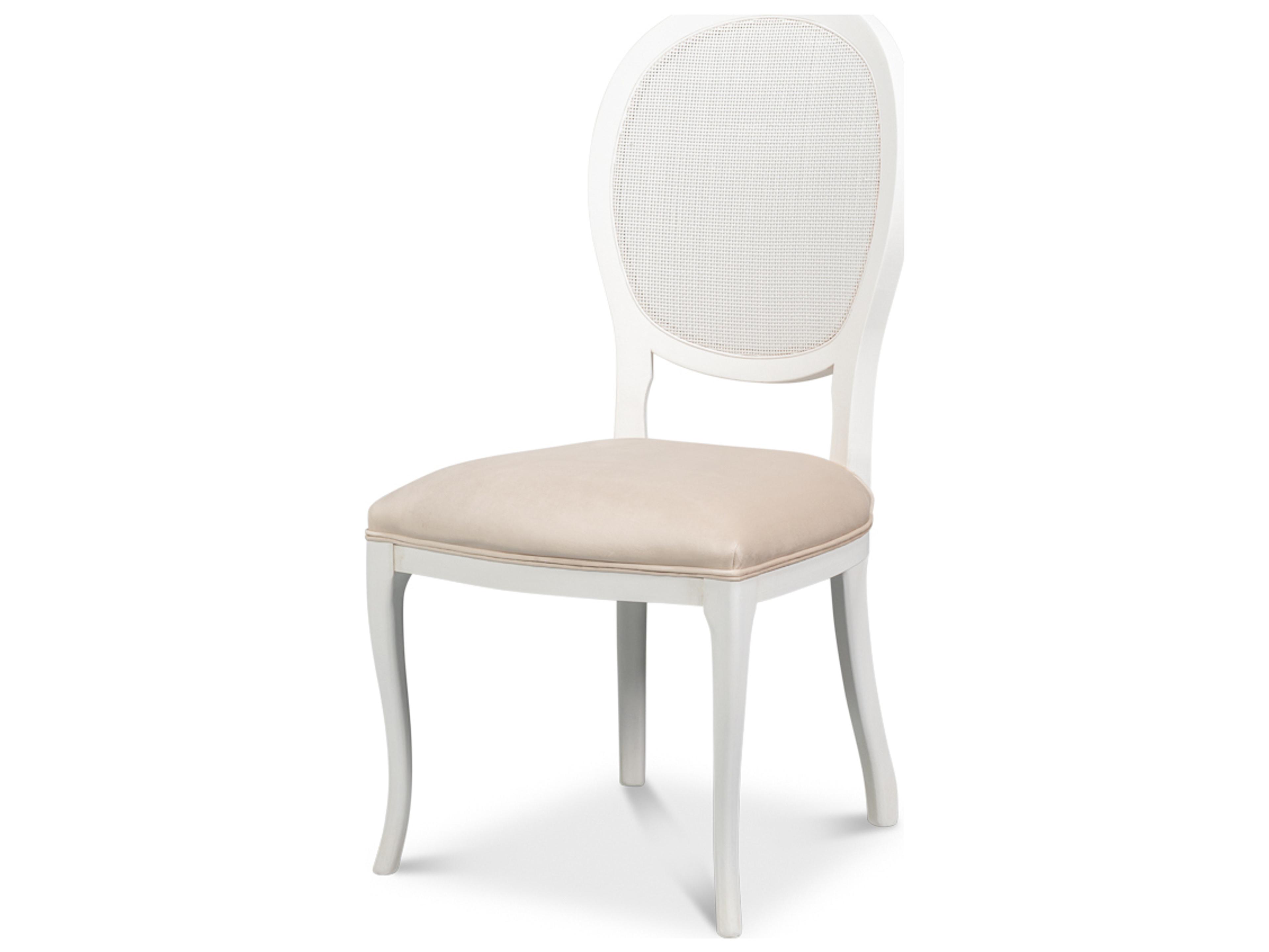 Sarreid Ltd Oval Beech Wood White Upholstered Armless Dining Chair