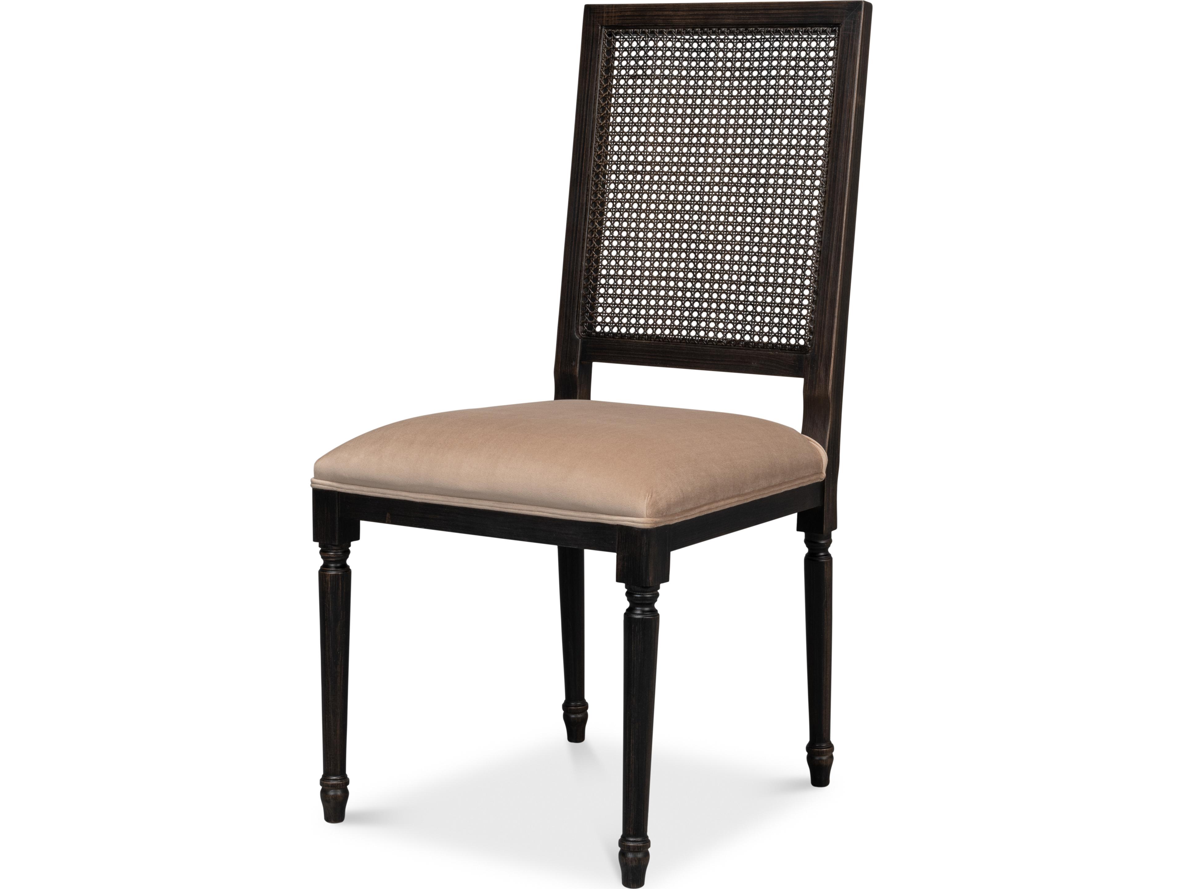 Sarreid Ltd Cane Back Side Chair Nero Toffee