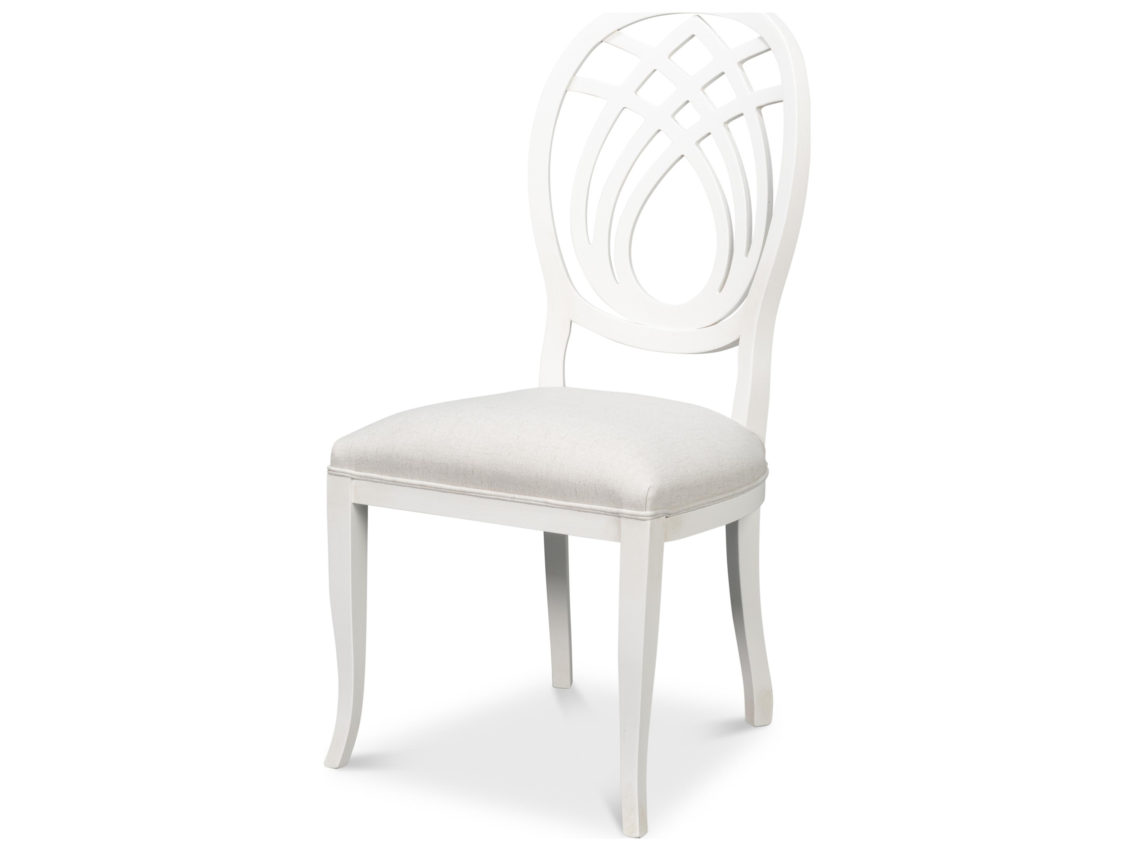 Sarreid Ltd Goccia Beech Wood White Upholstered Armless Dining Chair
