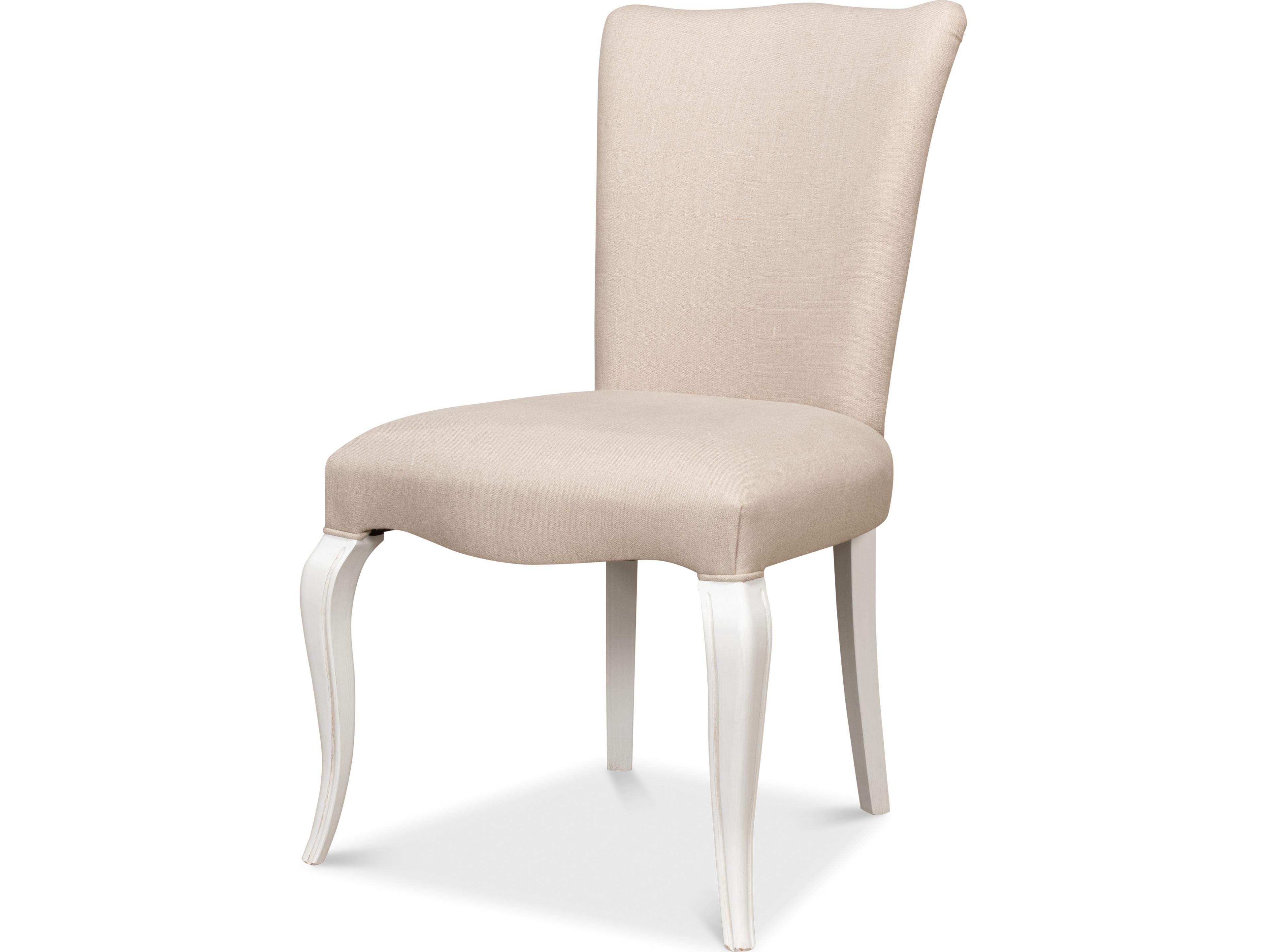 Sarreid Ltd Side Chair Cortina White with Linen Flax