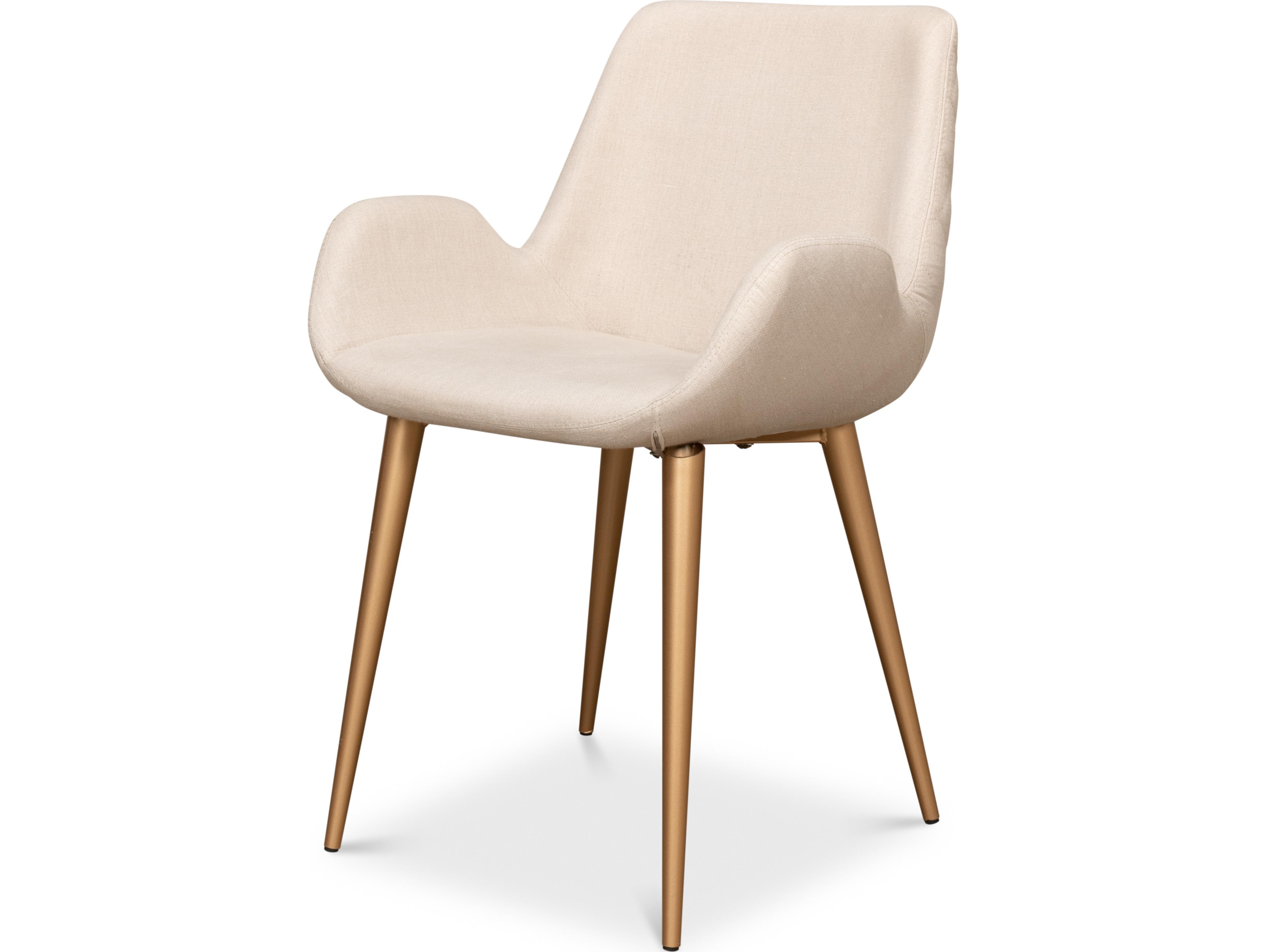Sarreid Ltd Thao Chair Gold Legs Flax Linen