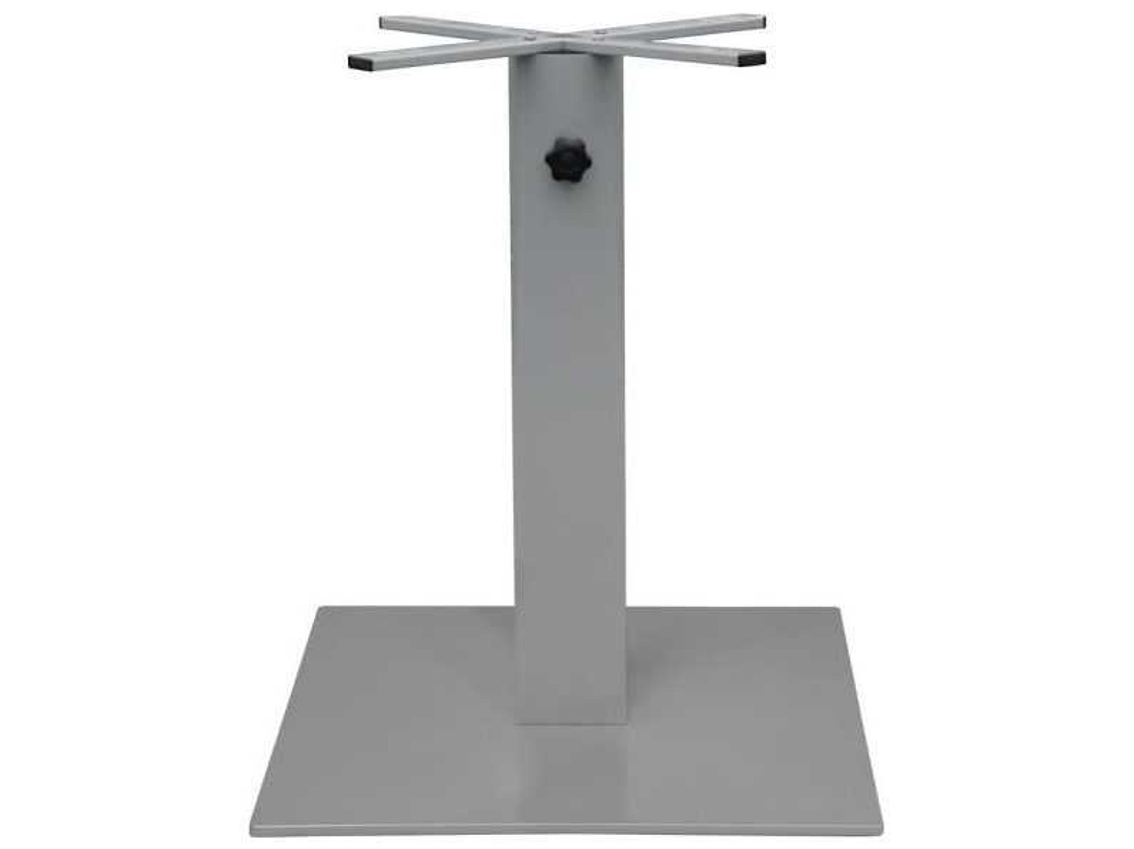 Decoscape Verona Quick Ship Aluminum Kessler Silver Large Square Dining Table Base with Umbrella Option