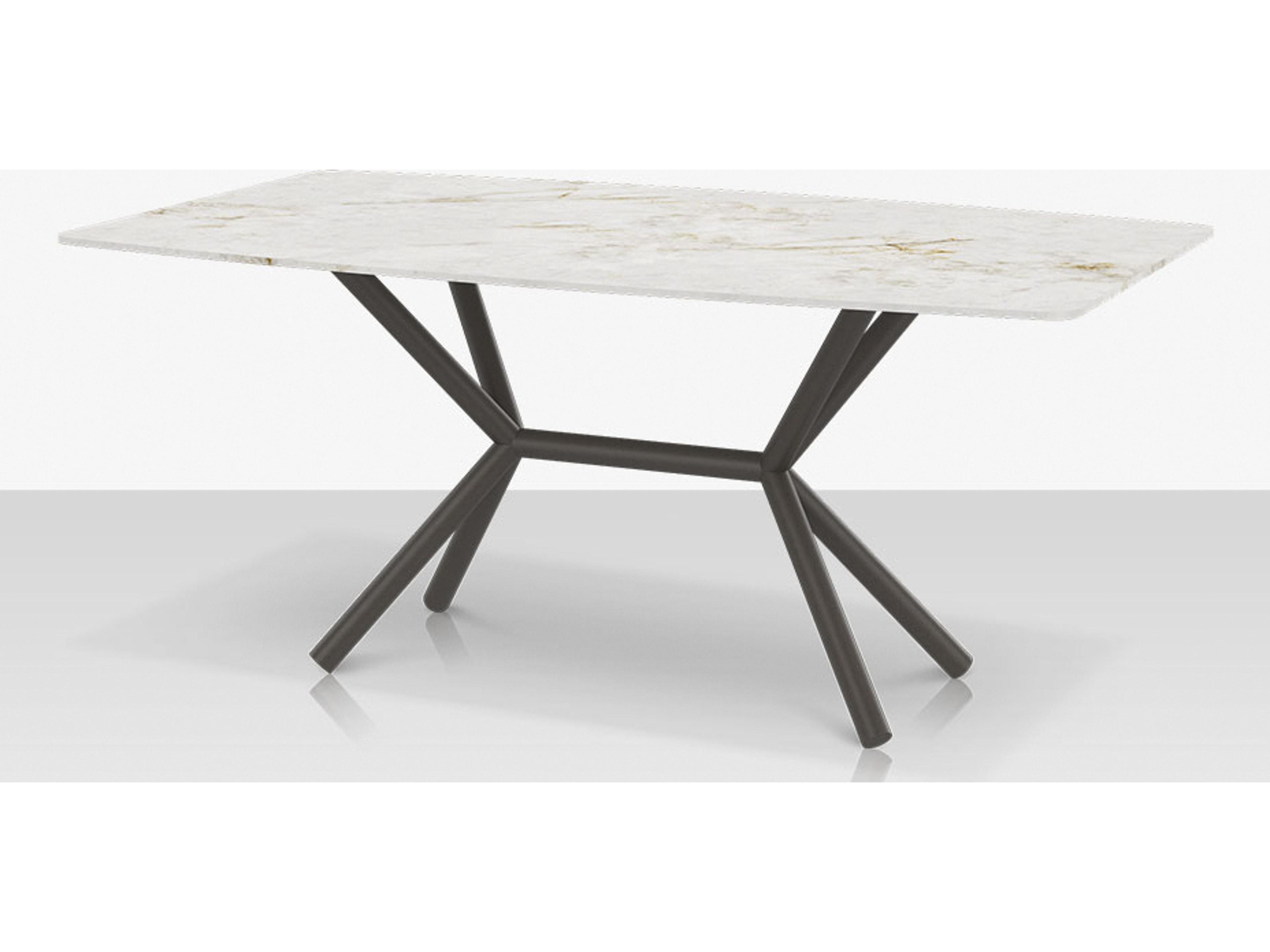 Decoscape Oliver Aluminum Rectangular Porcelain Rimless Porcelain Top Small Dining Table