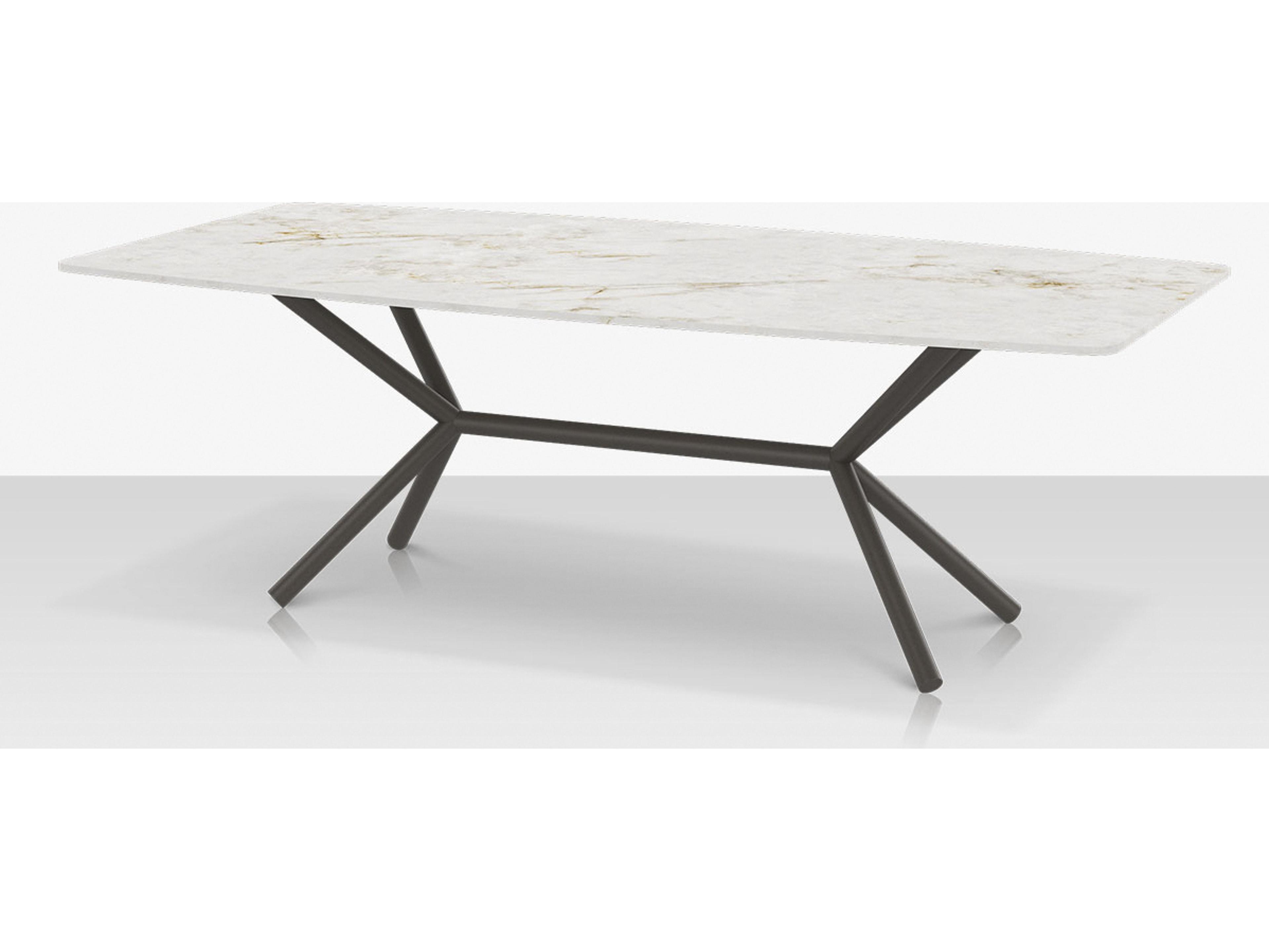 Decoscape Oliver Aluminum Rectangular Emerald Porcelain Rimless Porcelain Top Large Dining Table