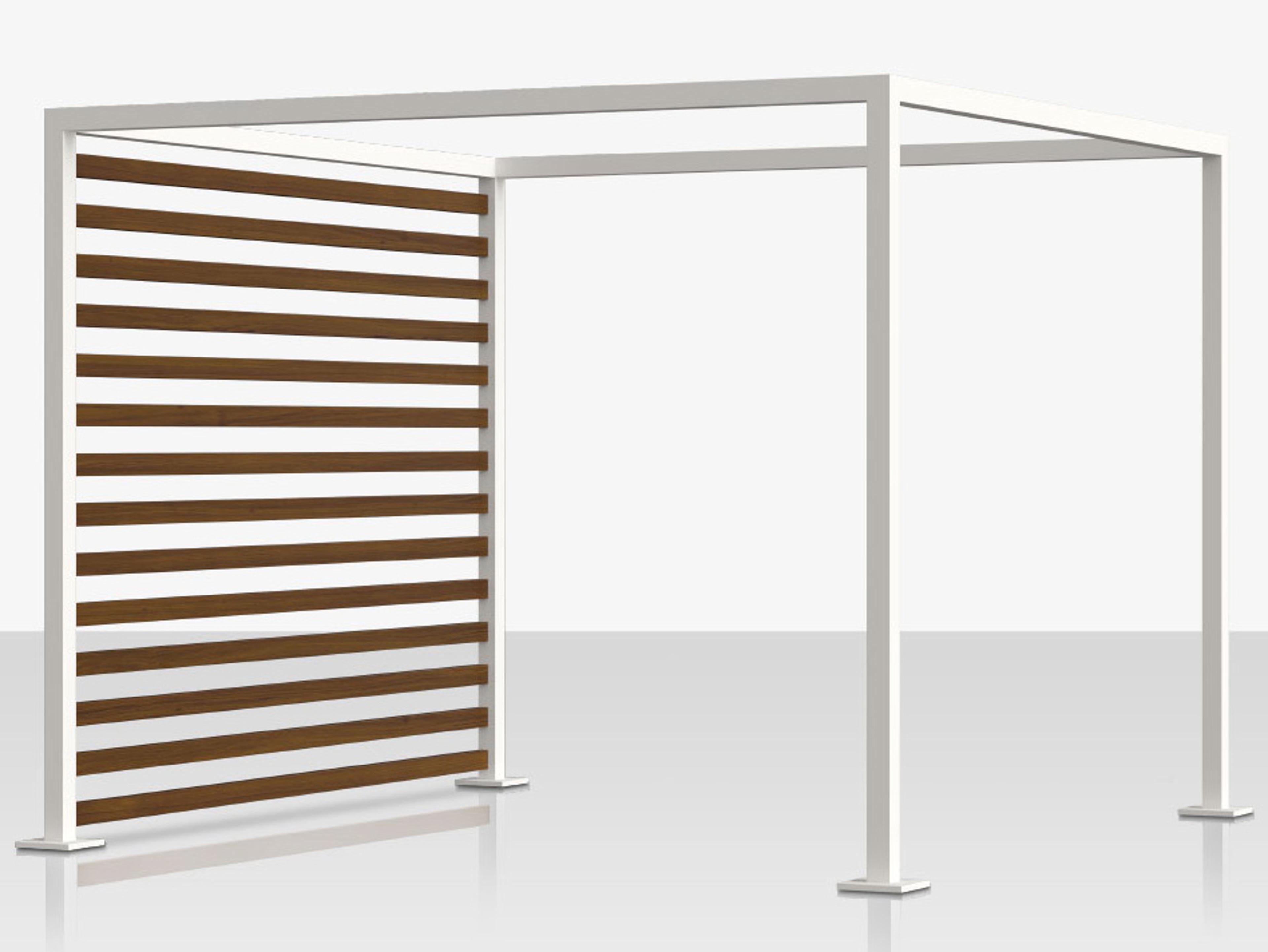 Decoscape Breeze Cabana 10' Aluminum Wood Grain Slats Left Side