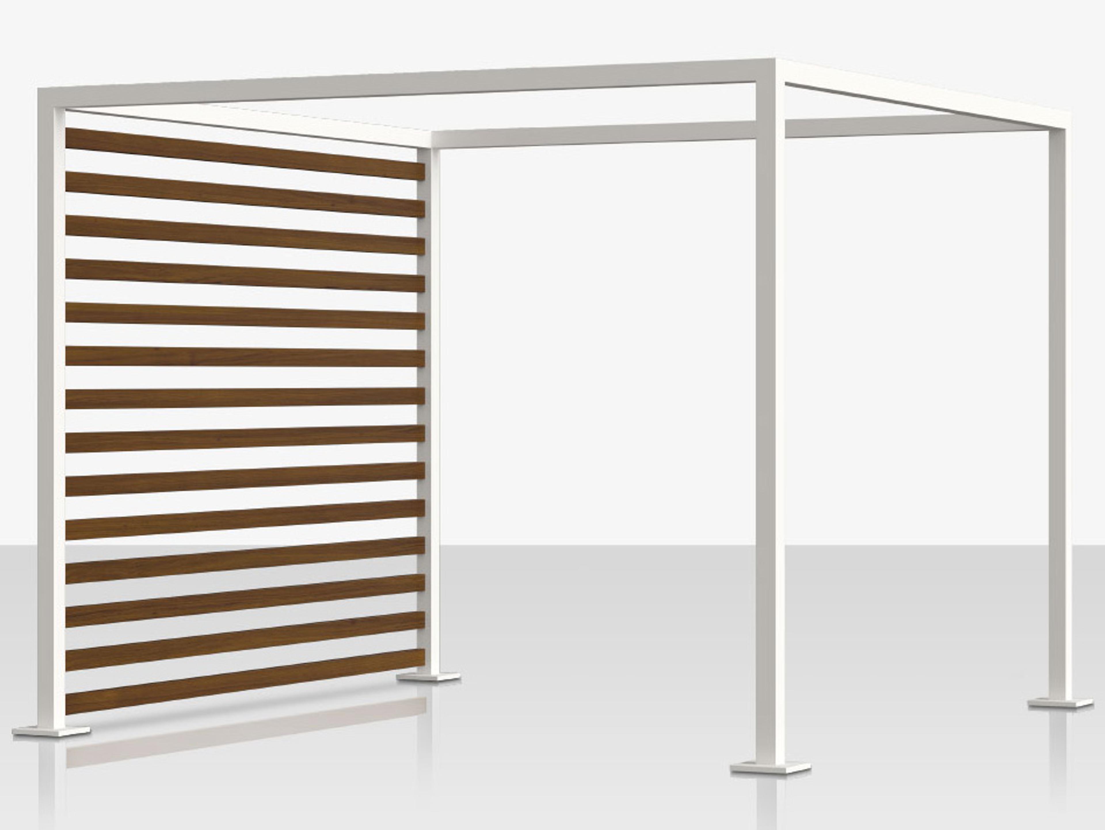 Decoscape Breeze Cabana 15' Aluminum Wood Grain Slats Left Side