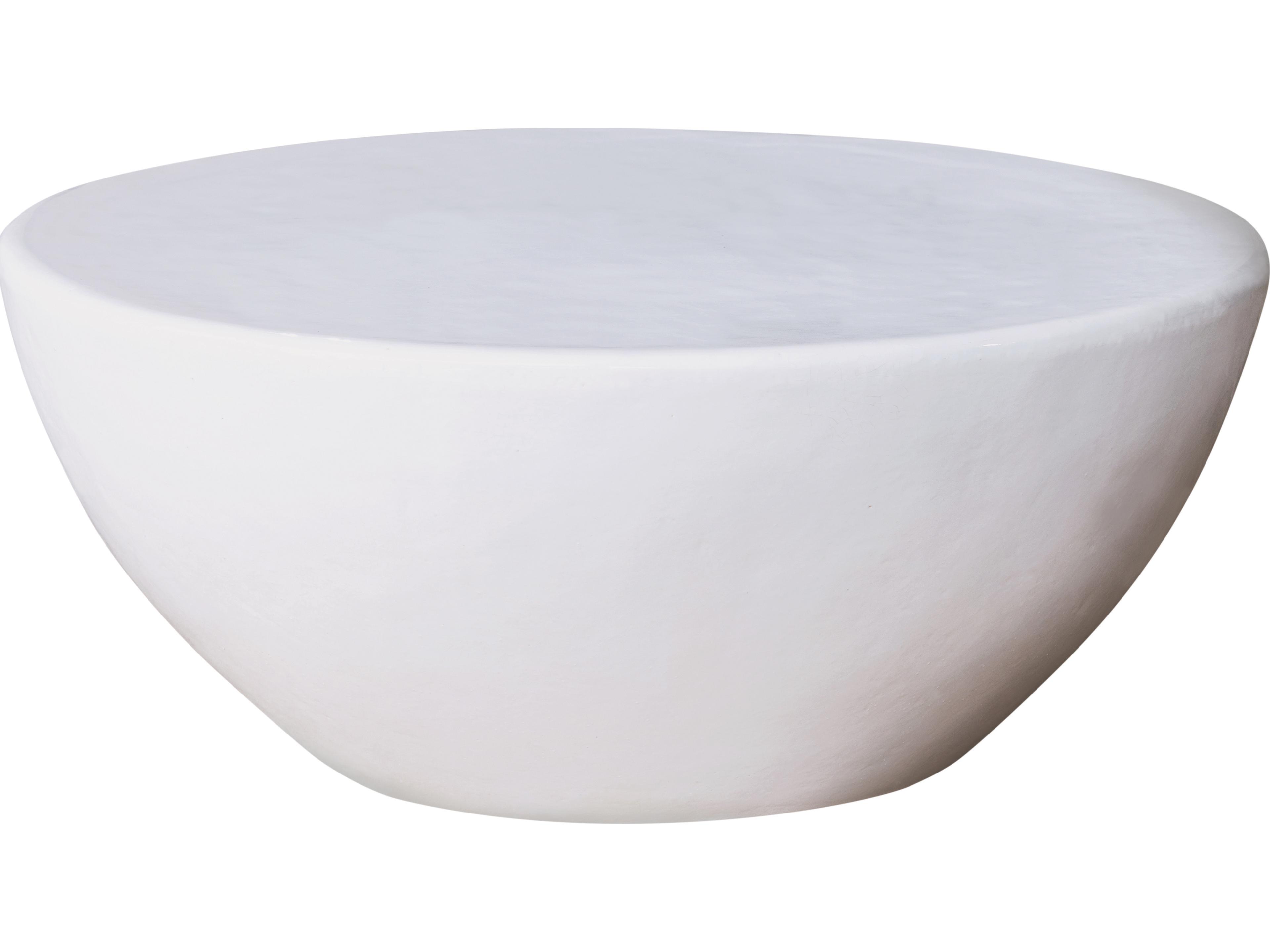 Seasonal Living Ceramic Snow White Bowness Round Outdoor Patio Coffee Table