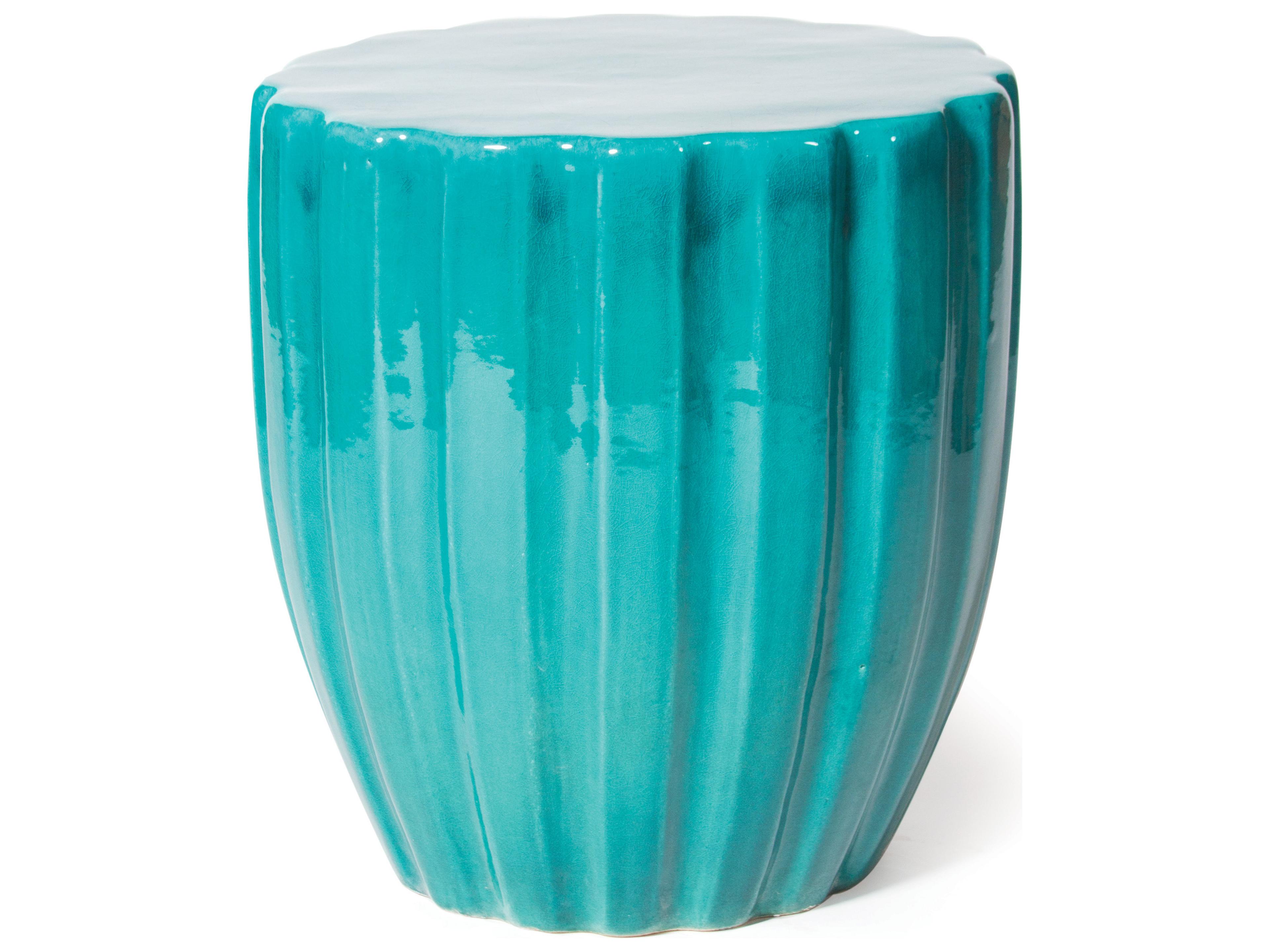 Scallop Aquamarine Ceramic Stool