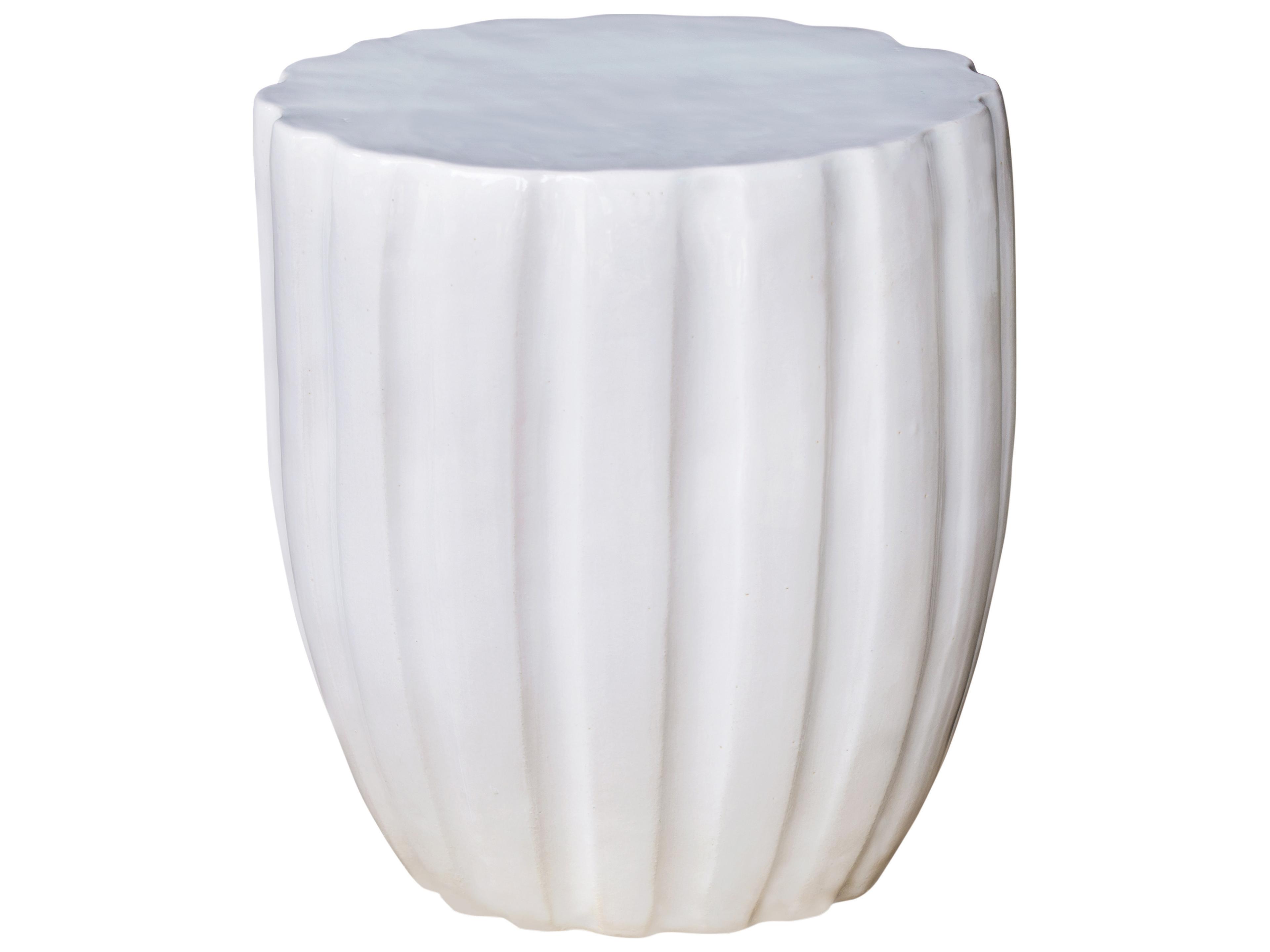 Seasonal Living Ceramic Snow White Scallop Stool