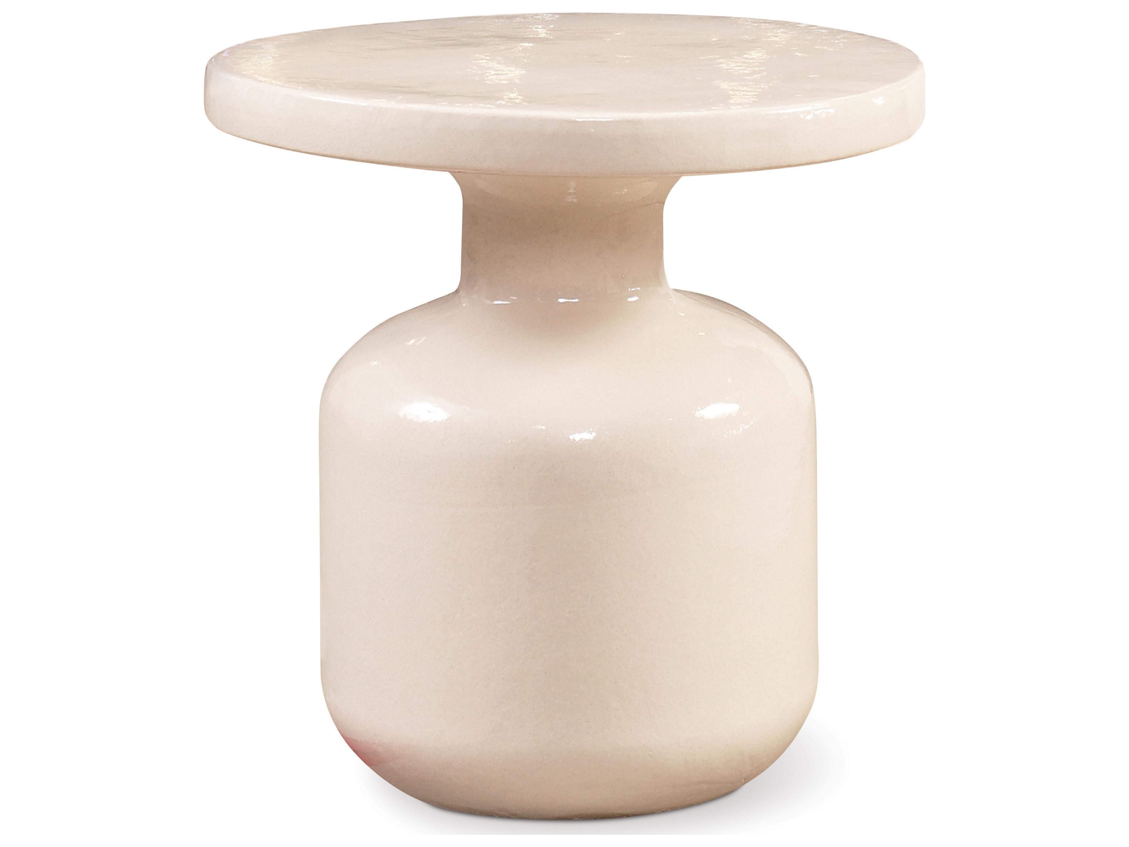 Bottle Creamy White Ceramic Round Accent Table