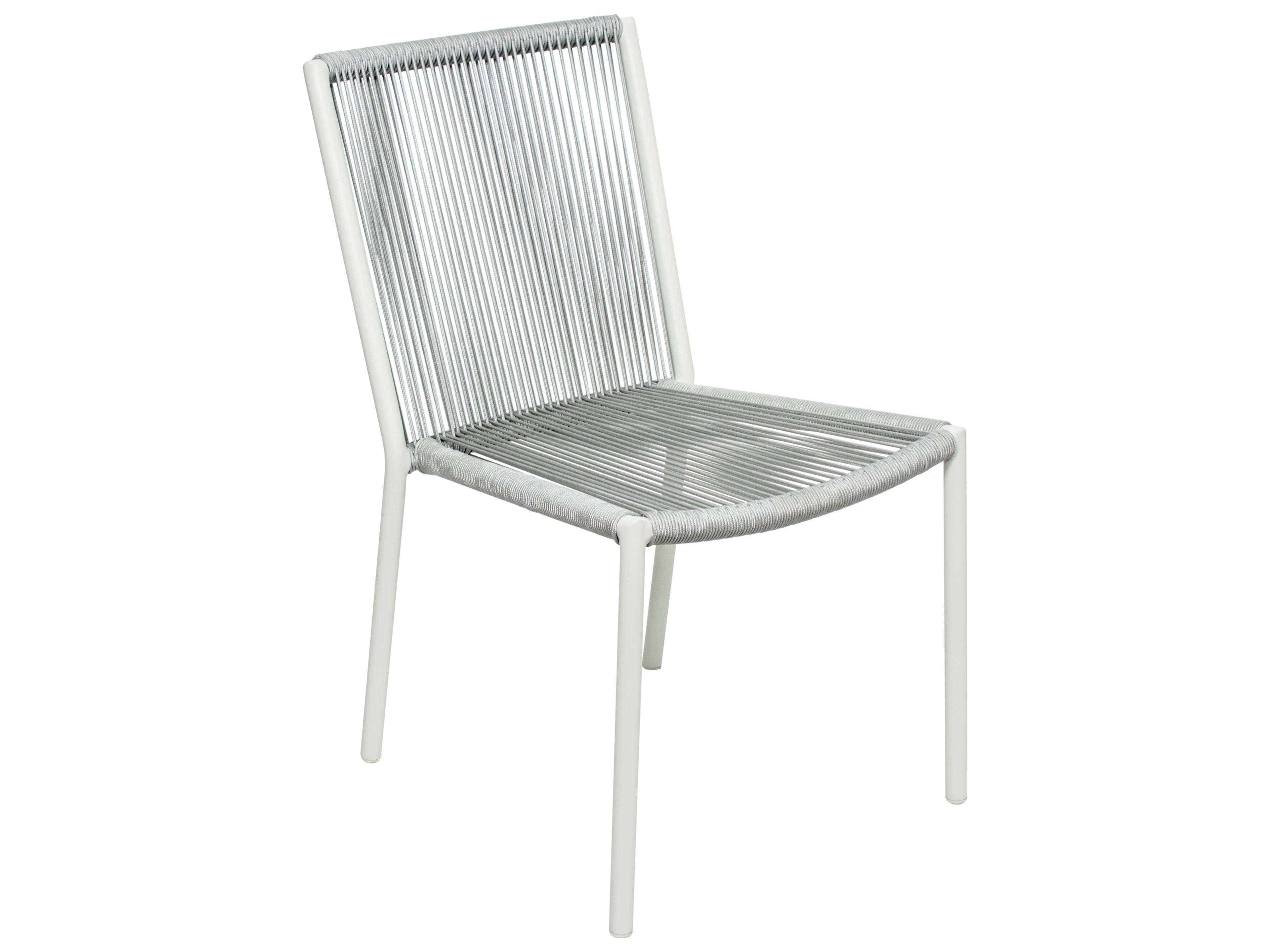 Seasonal Living Archipelago Coconut White Aluminum Stockholm Outdoor Patio Dining Side Chair Set of 2