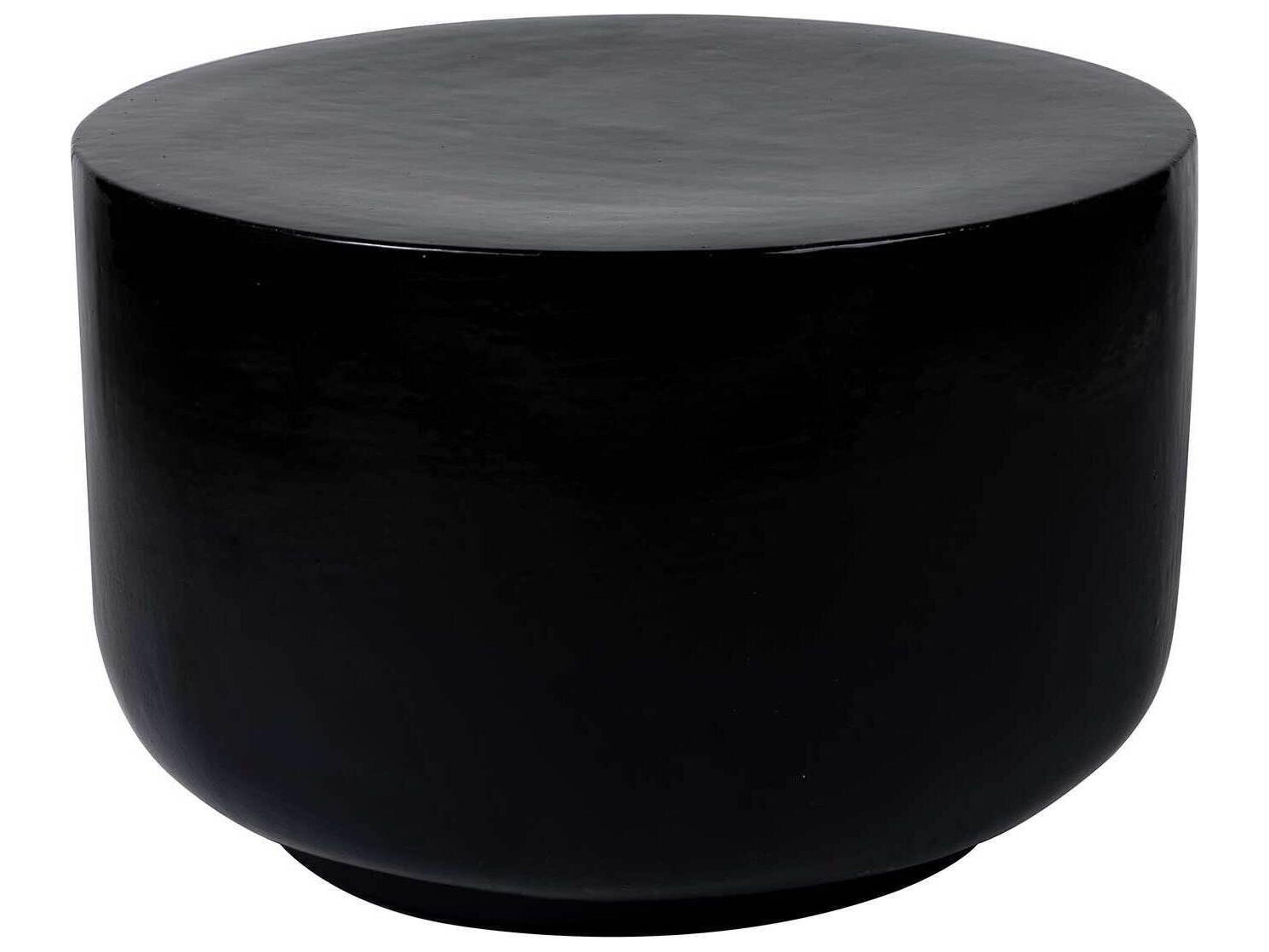 Provenance Ceramic Jet Gloss/Coal Semigloss Serenity Grazed Round Outdoor Patio Side Table