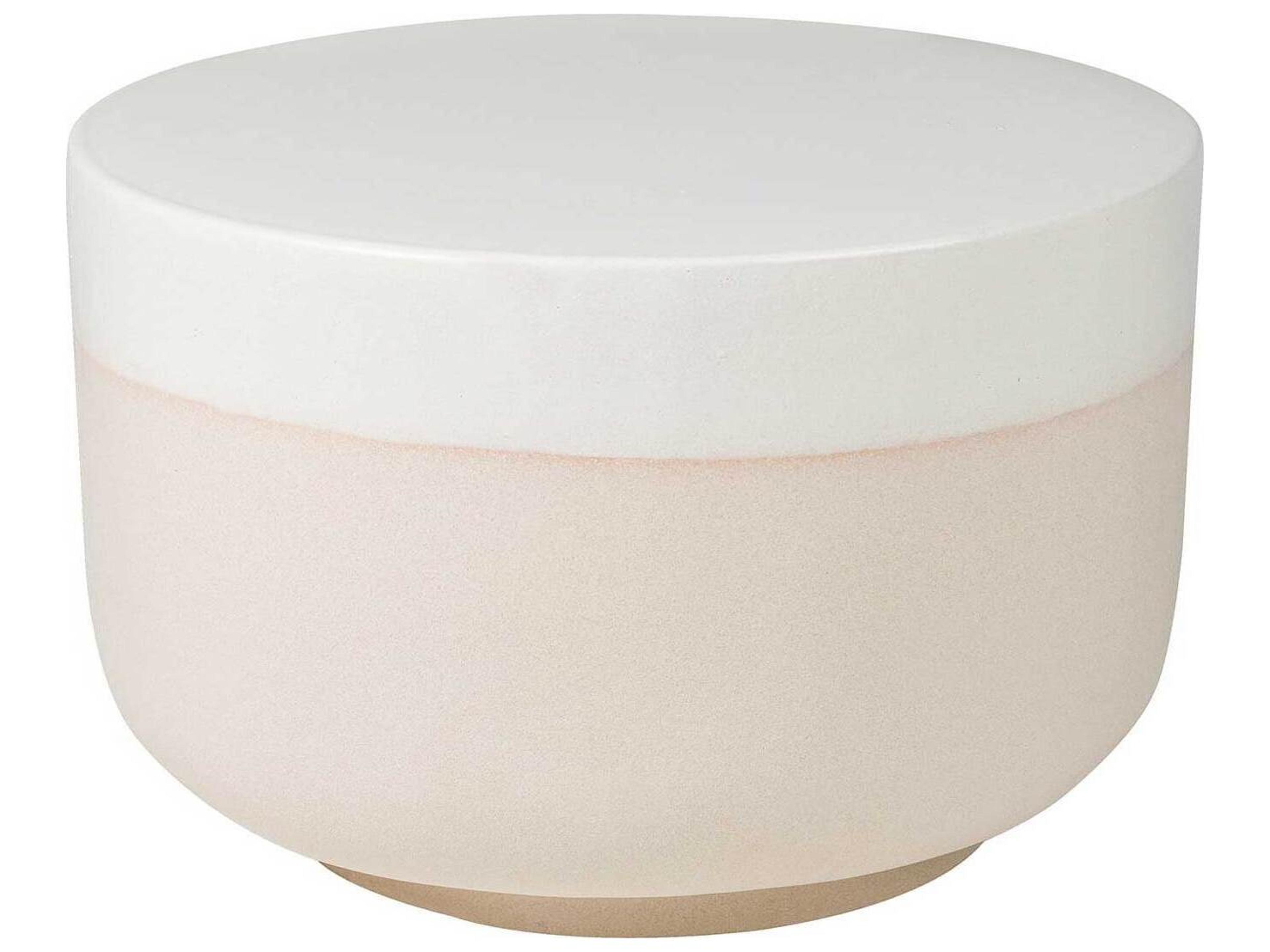 Provenance Ceramic Linen Semigloss /Sand Matte Serenity Grazed Round Outdoor Side Table