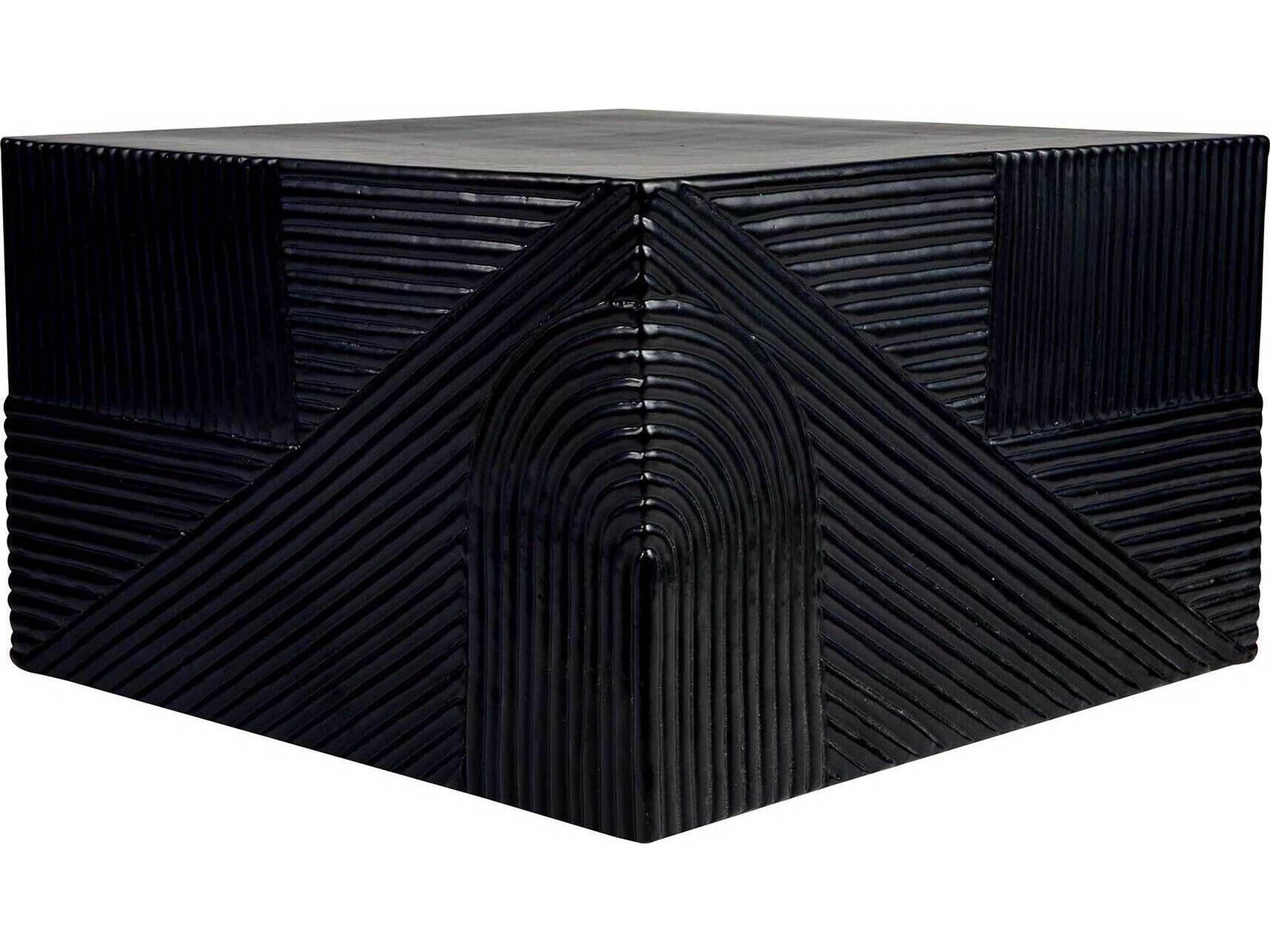 Provenance Ceramic Coal Semigloss Serenity Textured Square Outdoor Side Table