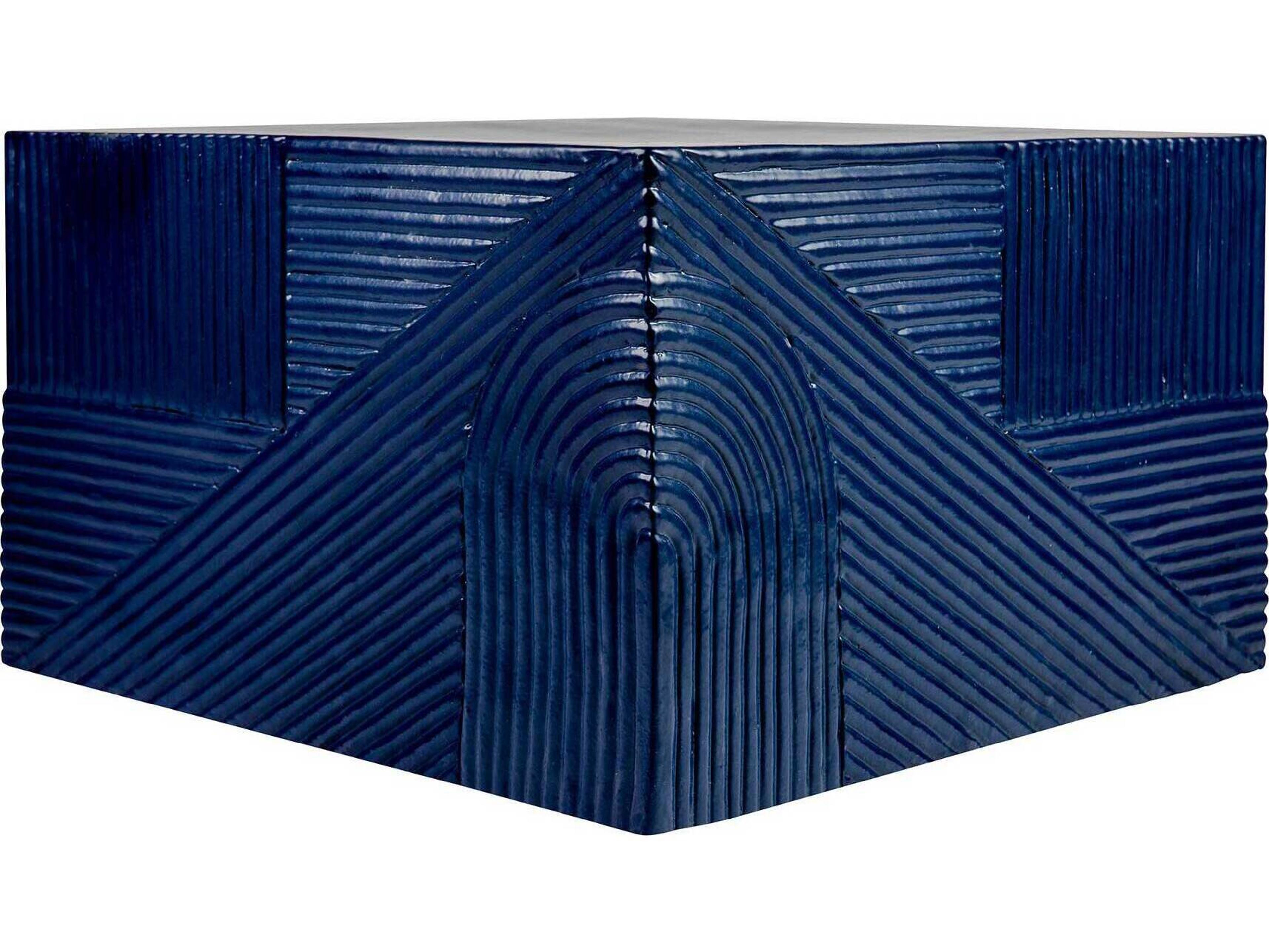 Provenance Ceramic Indigo Semi Gloss Serenity Textured Square Outdoor Patio Side Table