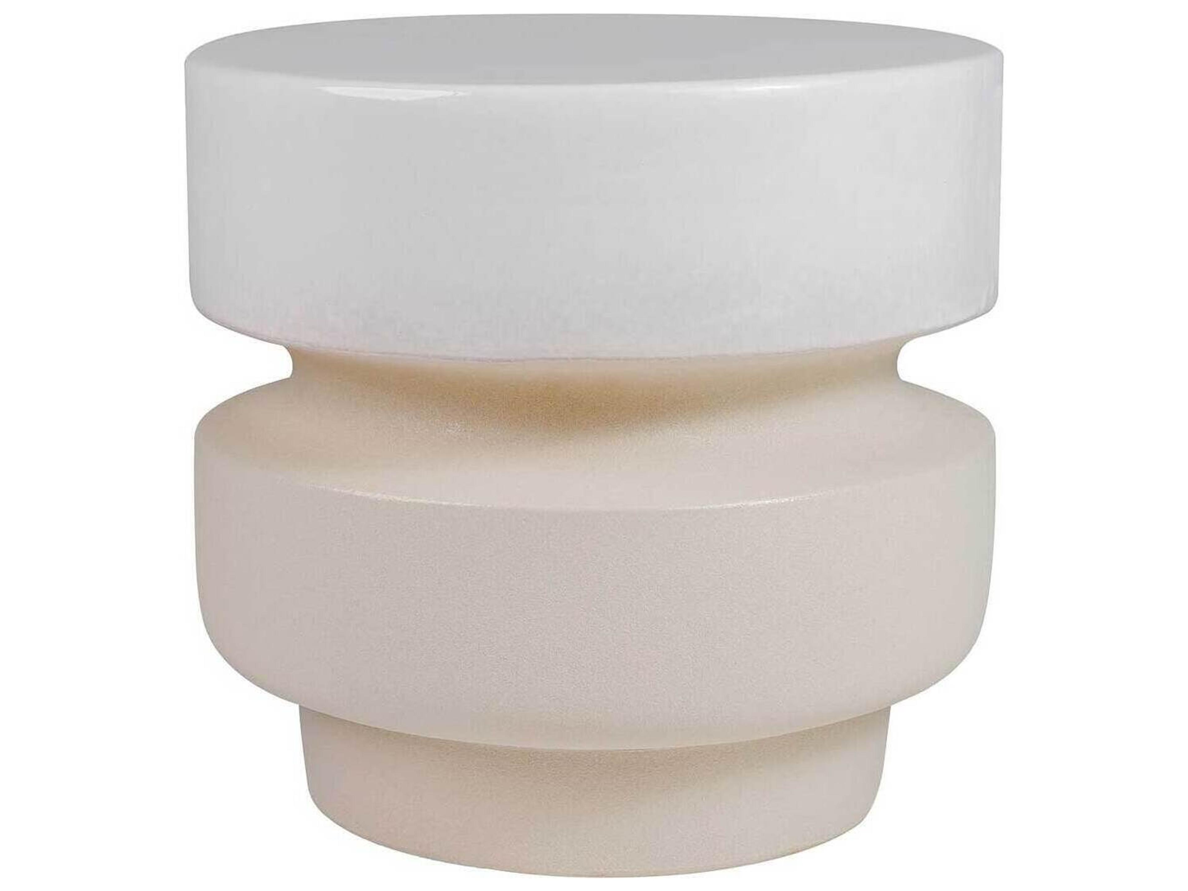 Provenance Ceramic Mist Gloss/Sand Matte Balance Stool/ Round Accent Table