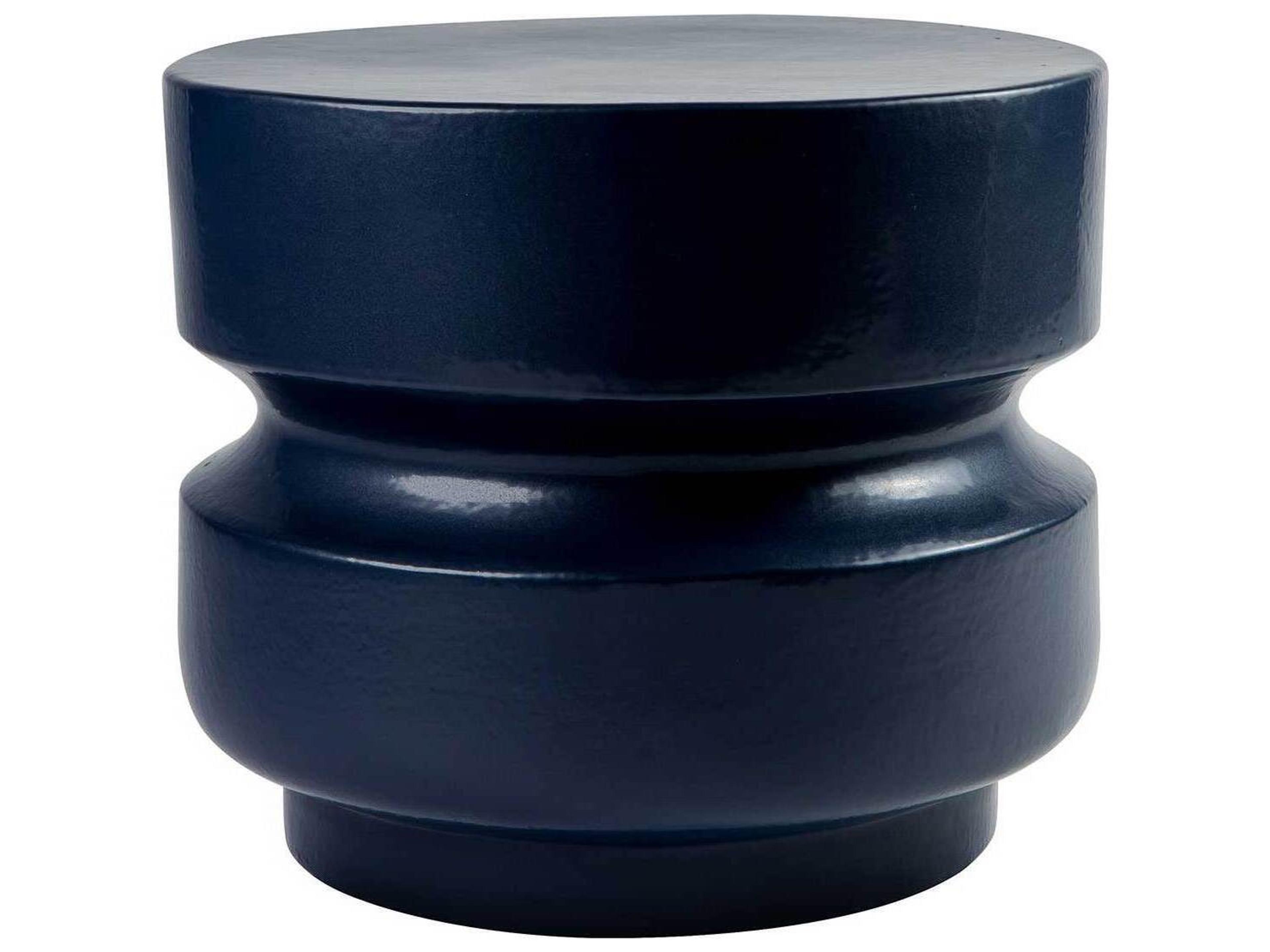 Provenance Ceramic Indigo Semigloss Balance Stool/ Round Accent Table