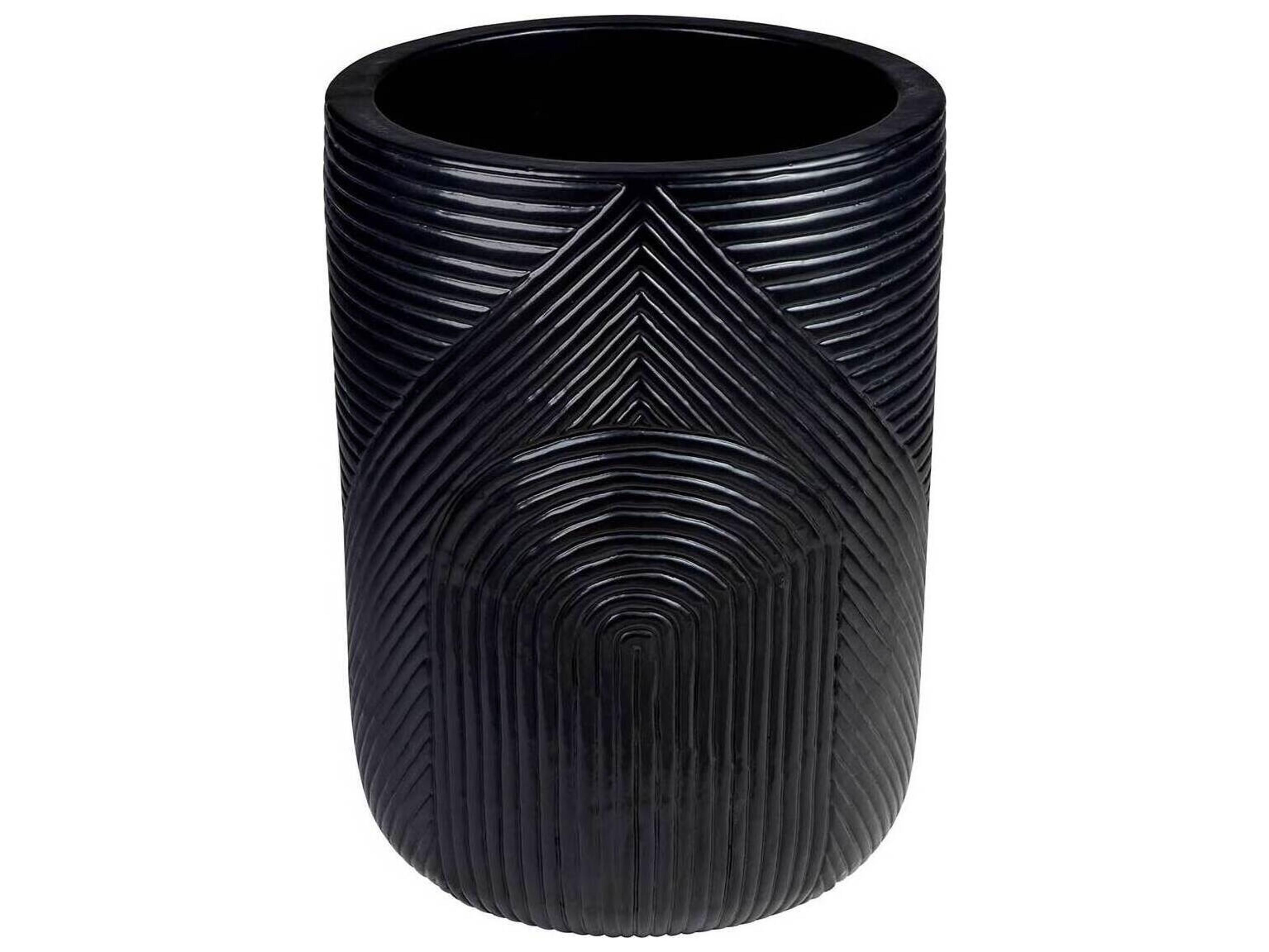 Seasonal Living Provenance Ceramic Coal Semigloss Serenity Textured Planter Set