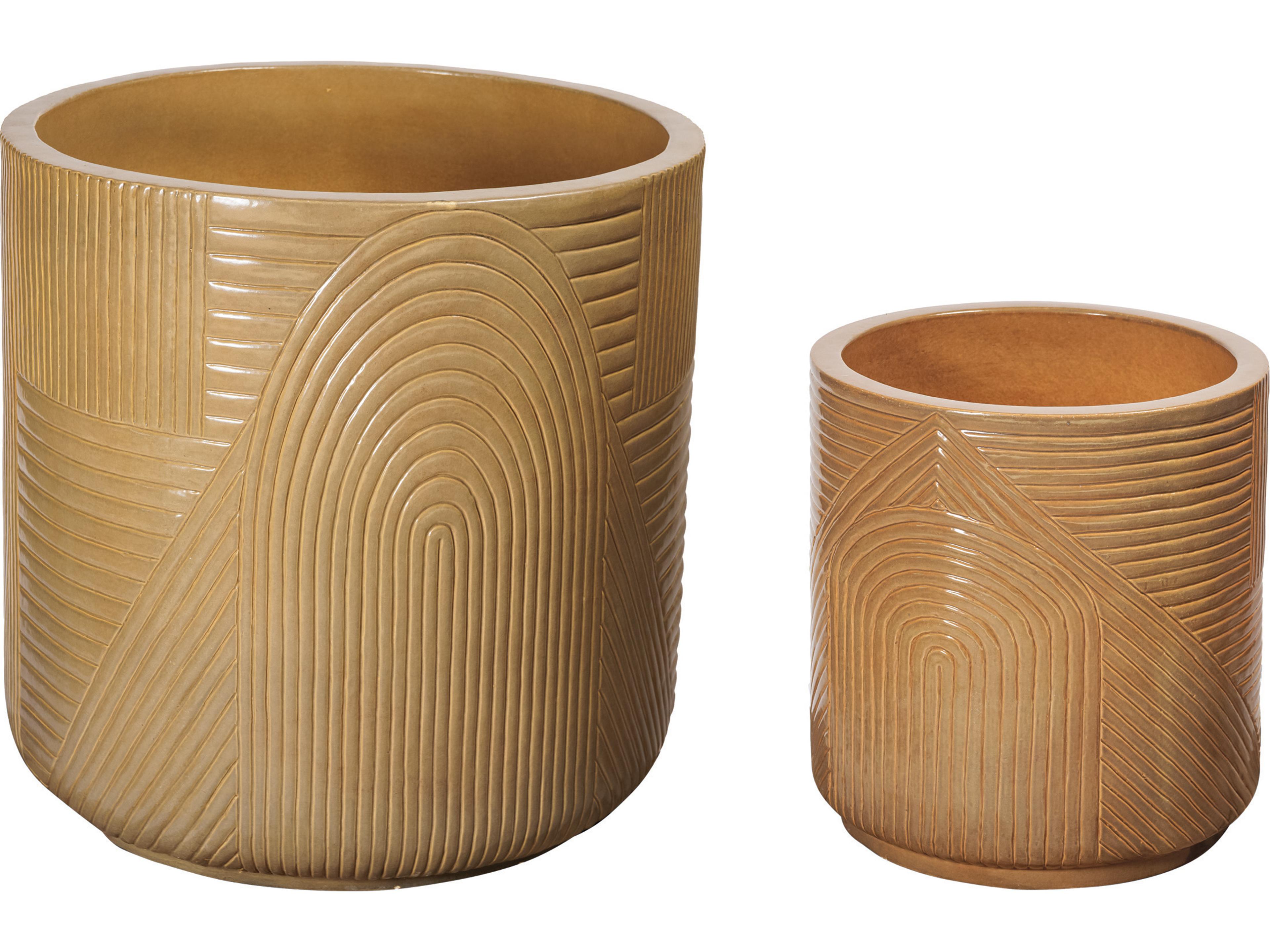 Seasonal Living Ceramics Taupe Gloss Planter