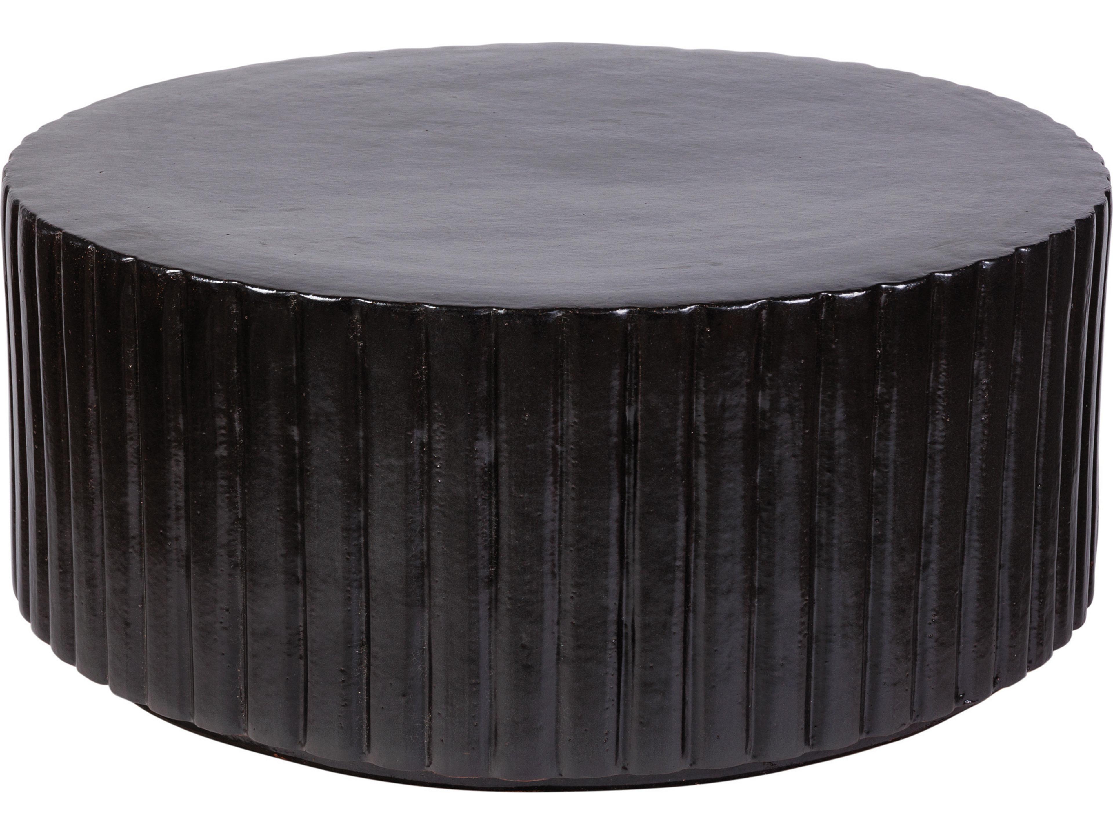 Seasonal Living Ceramics Iron Semi-gloss Ceramic Round End Table