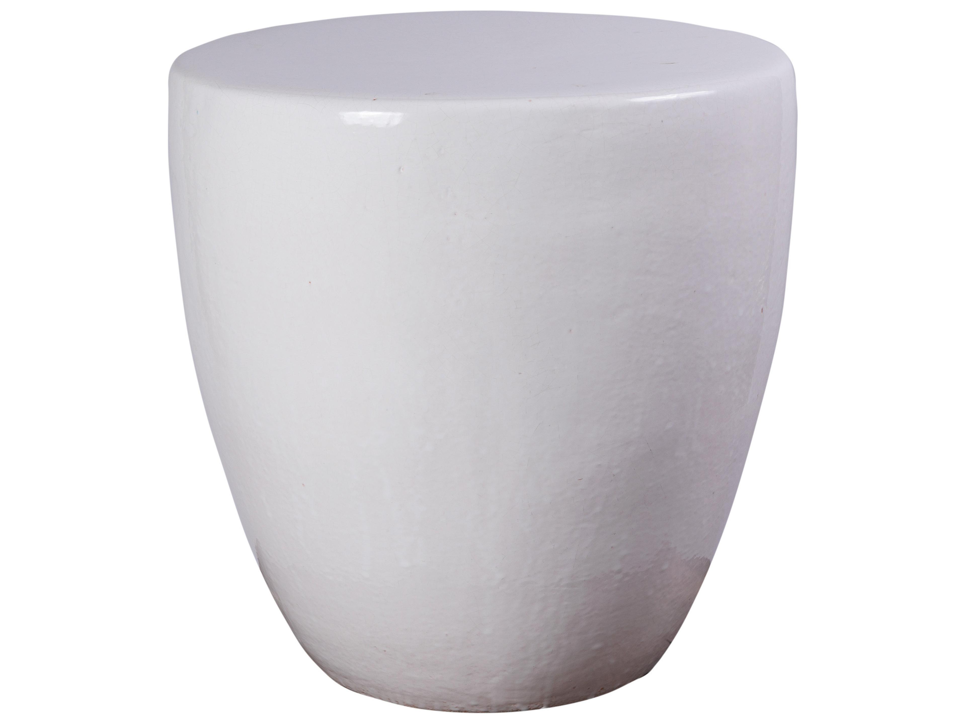 Seasonal Living Ceramics Linen Semi-gloss Ceramic Round End Table