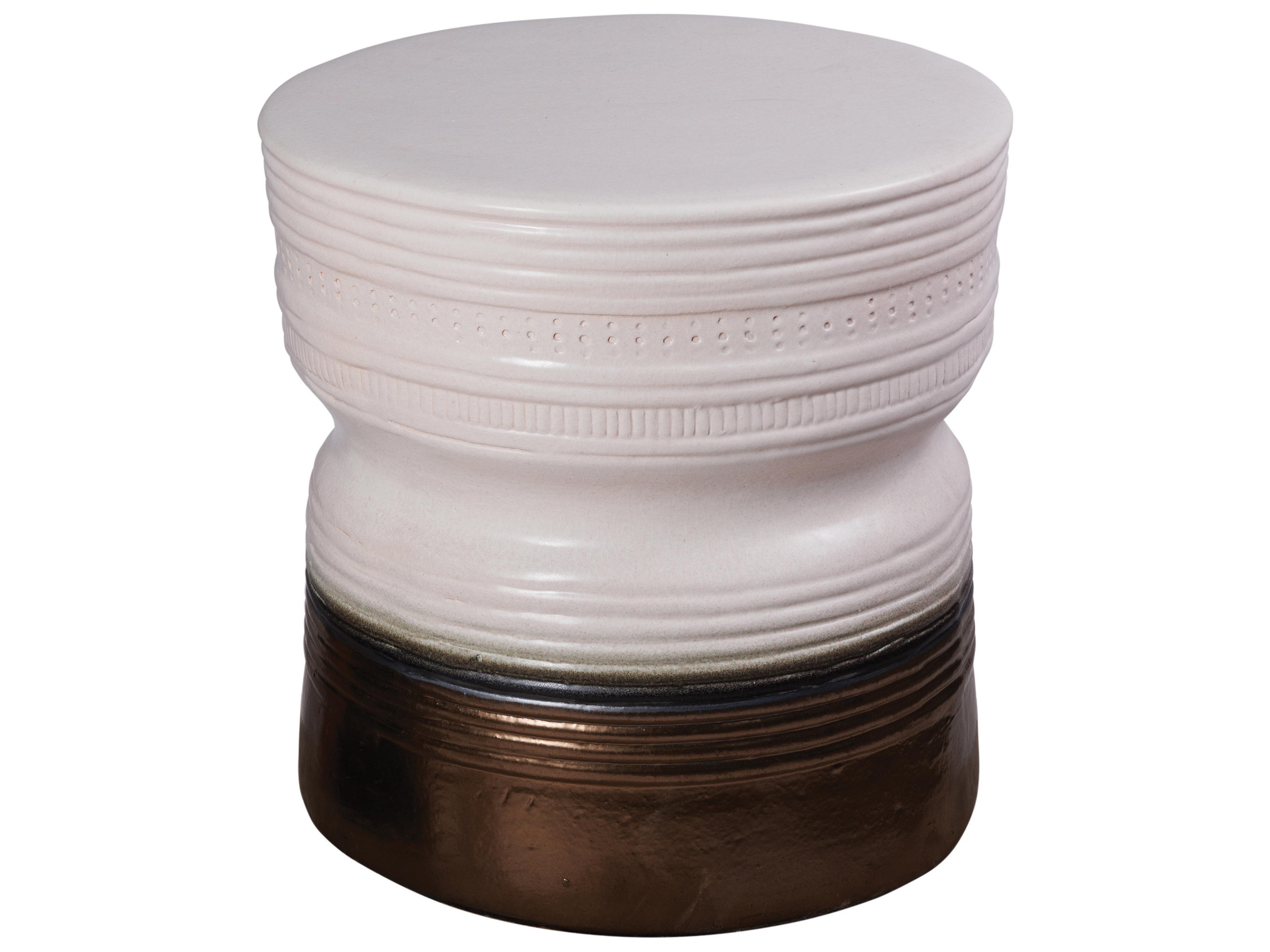 Seasonal Living Ceramics Linen Semi-gloss Top And Sides | Metallic Base Ceramic Dining Chair