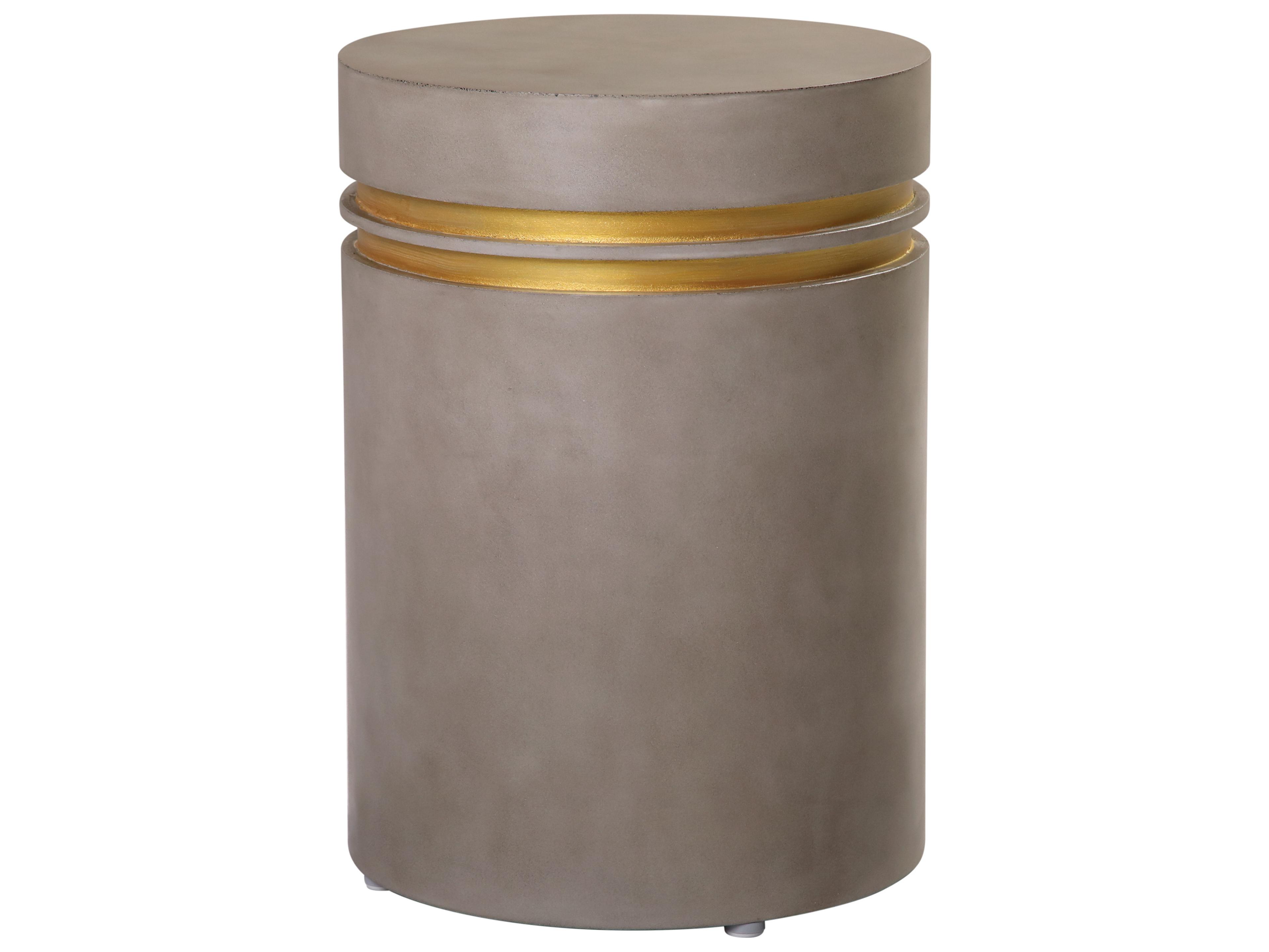 Seasonal Living Perpetual Joy Santori Slate Gray/Gold Round Double Ring Accent Table Tall
