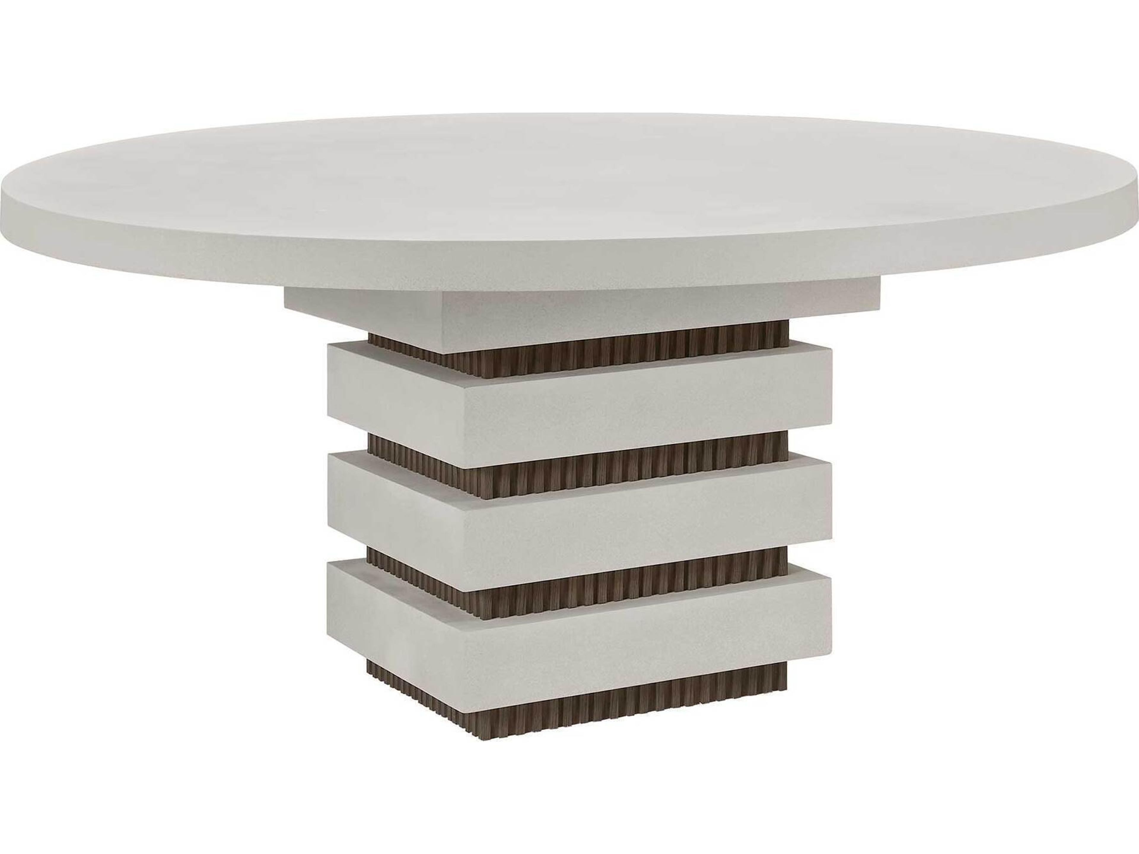 Seasonal Living Provenance Fiber Reinforced Polymer Limestone/Energy Meditation Round Outdoor Dining Table