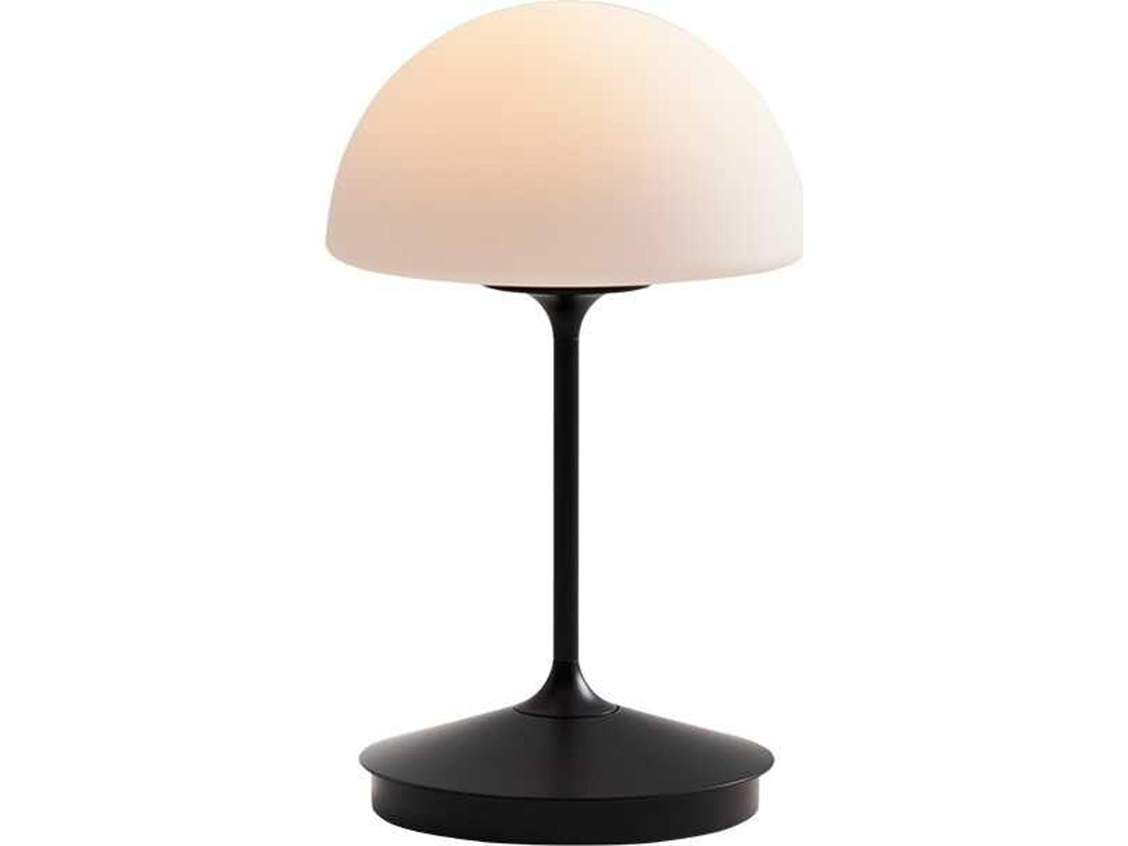 Pensee Matt Opal Glass Black LED Table Lamp