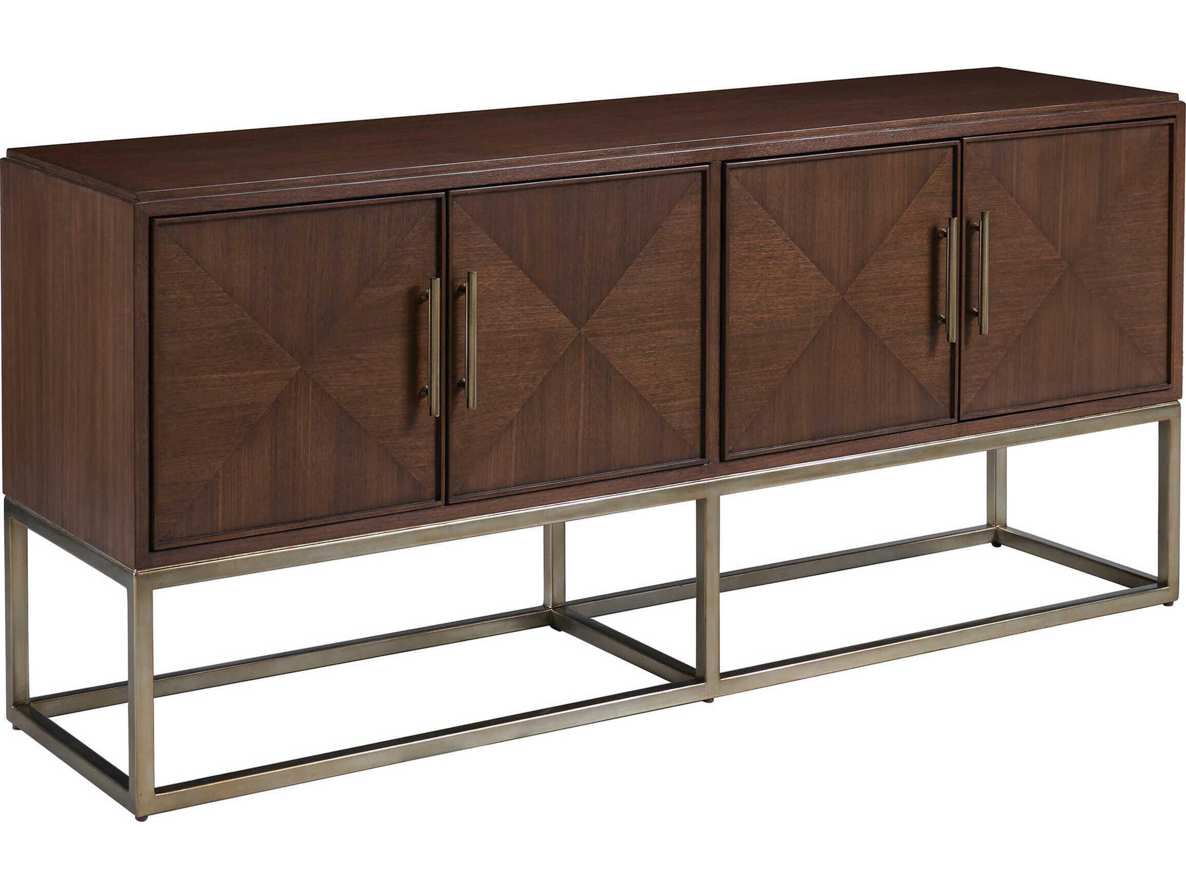 Sligh Studio Designs 67" Walnut Wood Dark Warm Silver Leaf Media Console