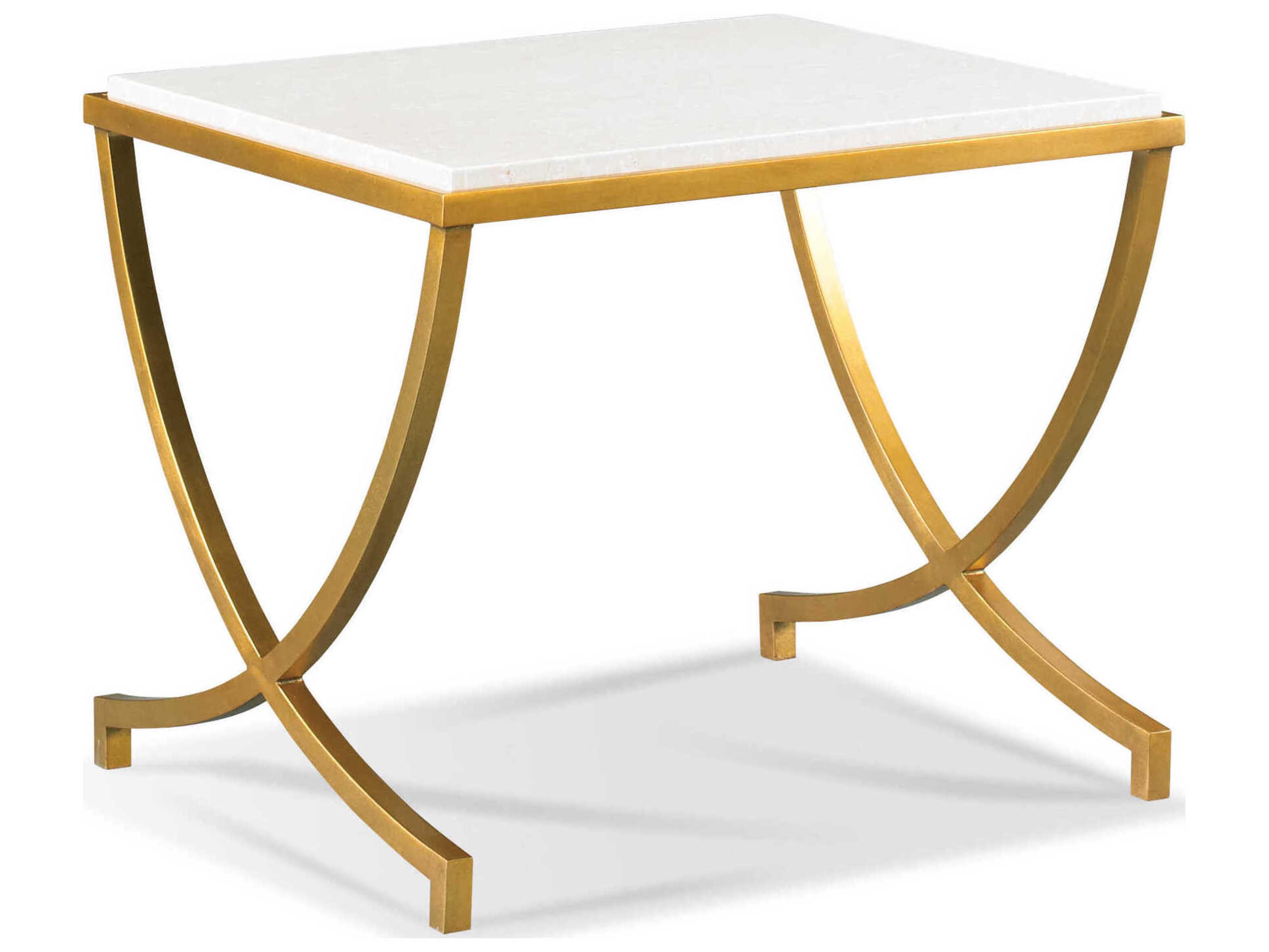 Vintage Made Modern Kaeden Rectangular Metal Travertine Stone Antique Gold Leaf Bunching Table