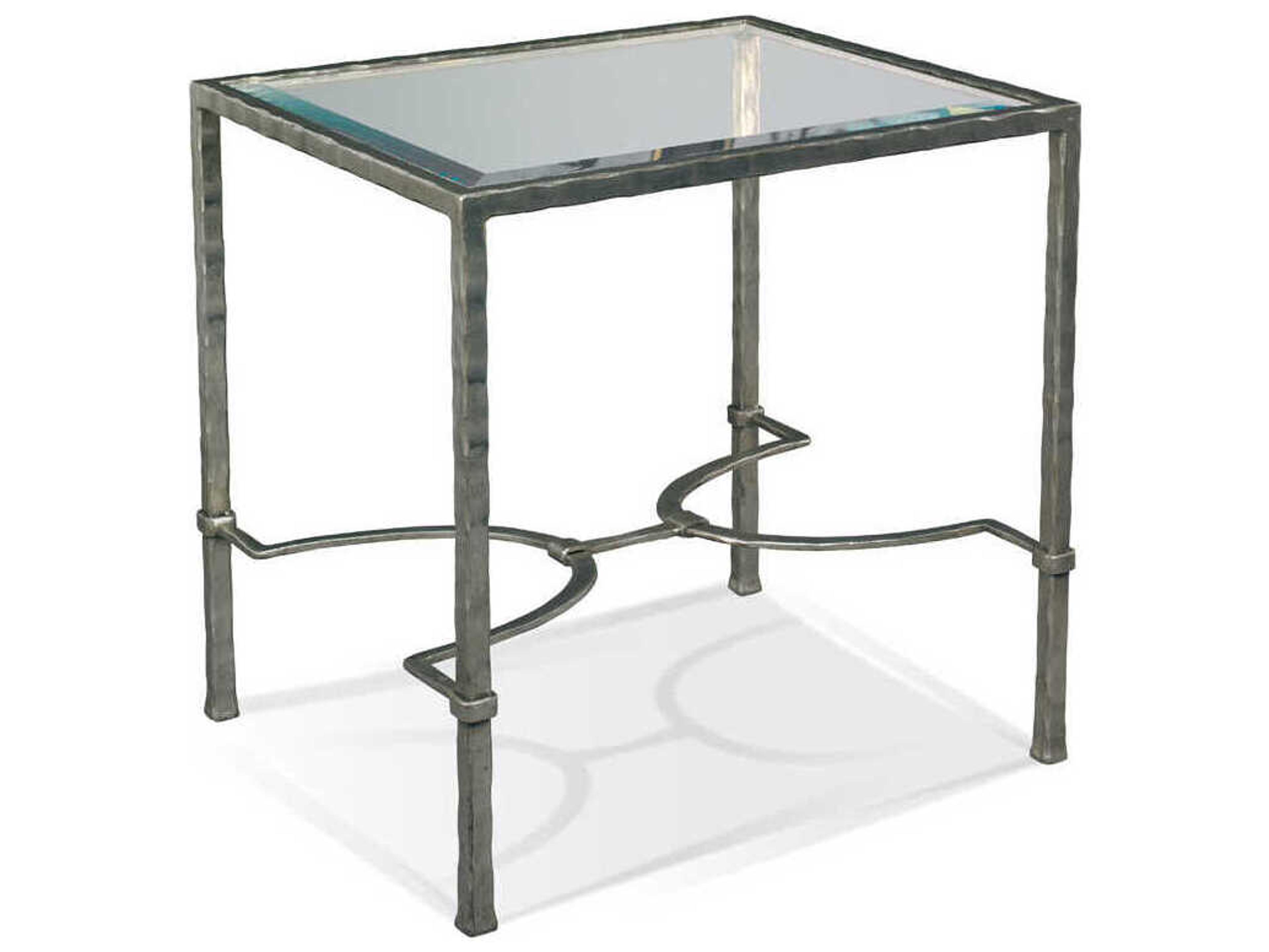 Sherrill Occasional Masterpiece Trifecta Rectangular Glass Nickel Leaf End Table