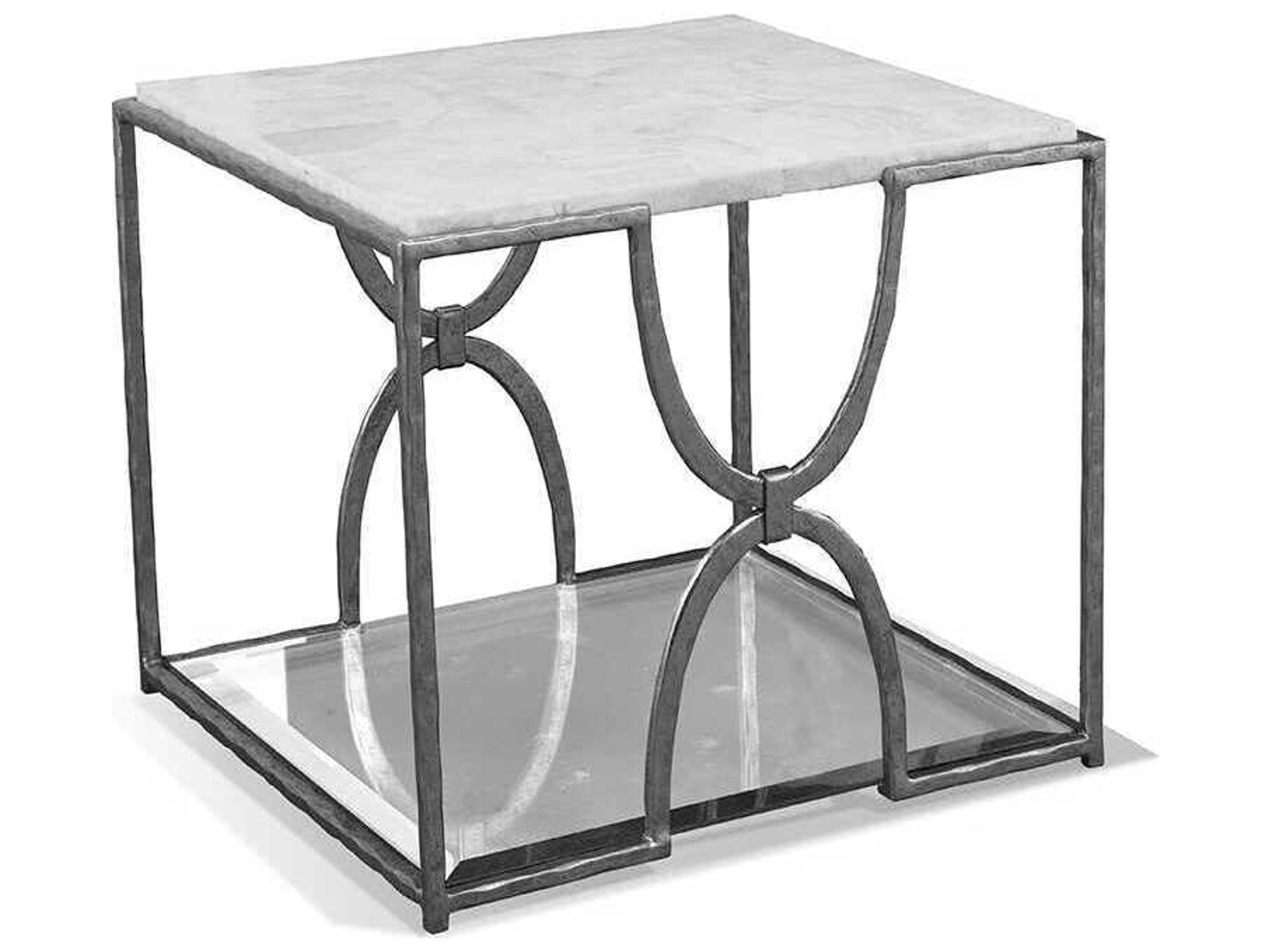 Sherrill Occasional Masterpiece Trifecta Square Glass Nickel Leaf Bunching Table