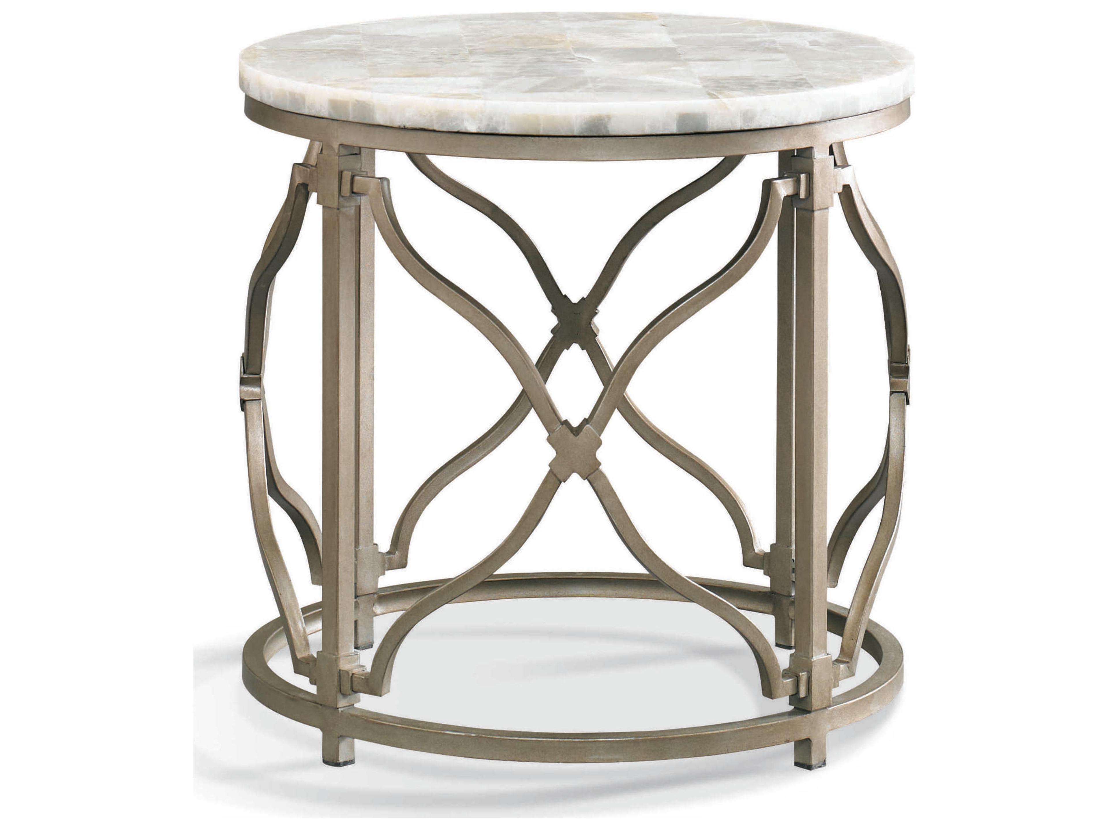 Sherrill Occasional Masterpiece Infinity Onyx Round Stone Aged Platinum Lamp Table