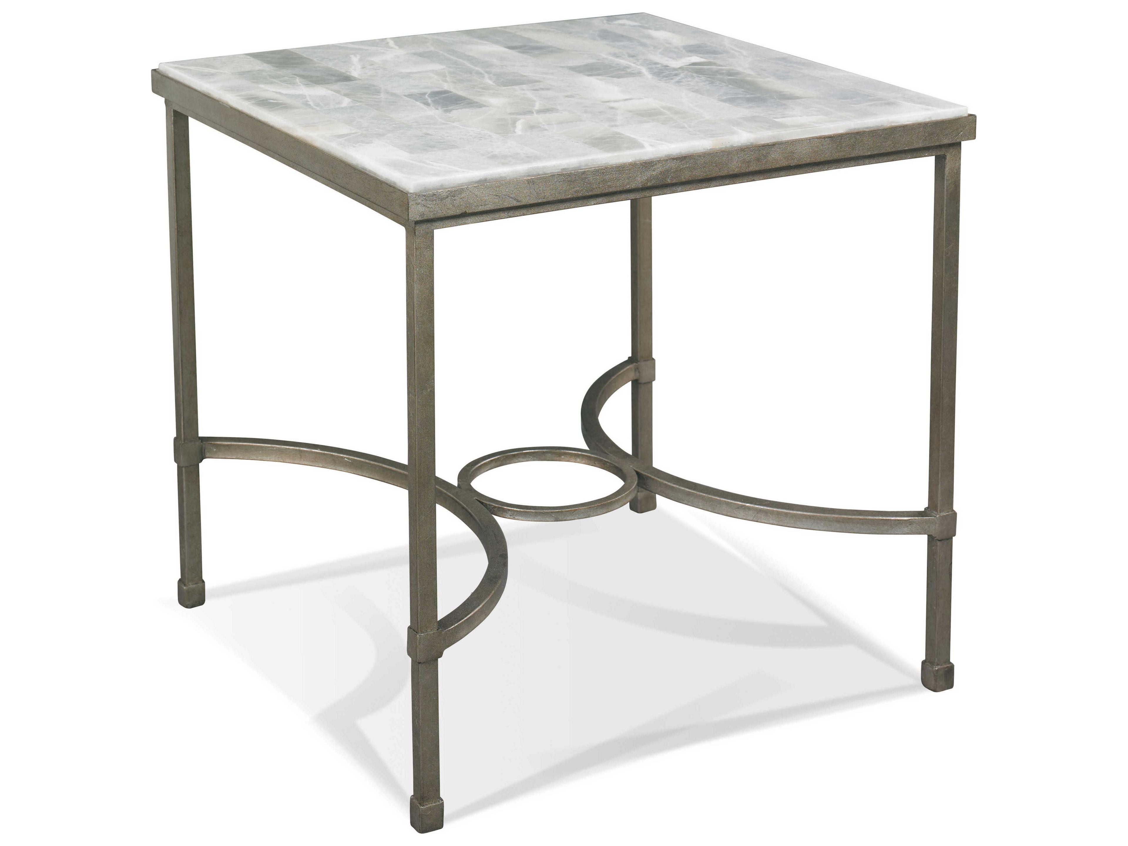Sherrill Occasional Masterpiece Eclipse Square Stone Onyx Platinum Leaf End Table